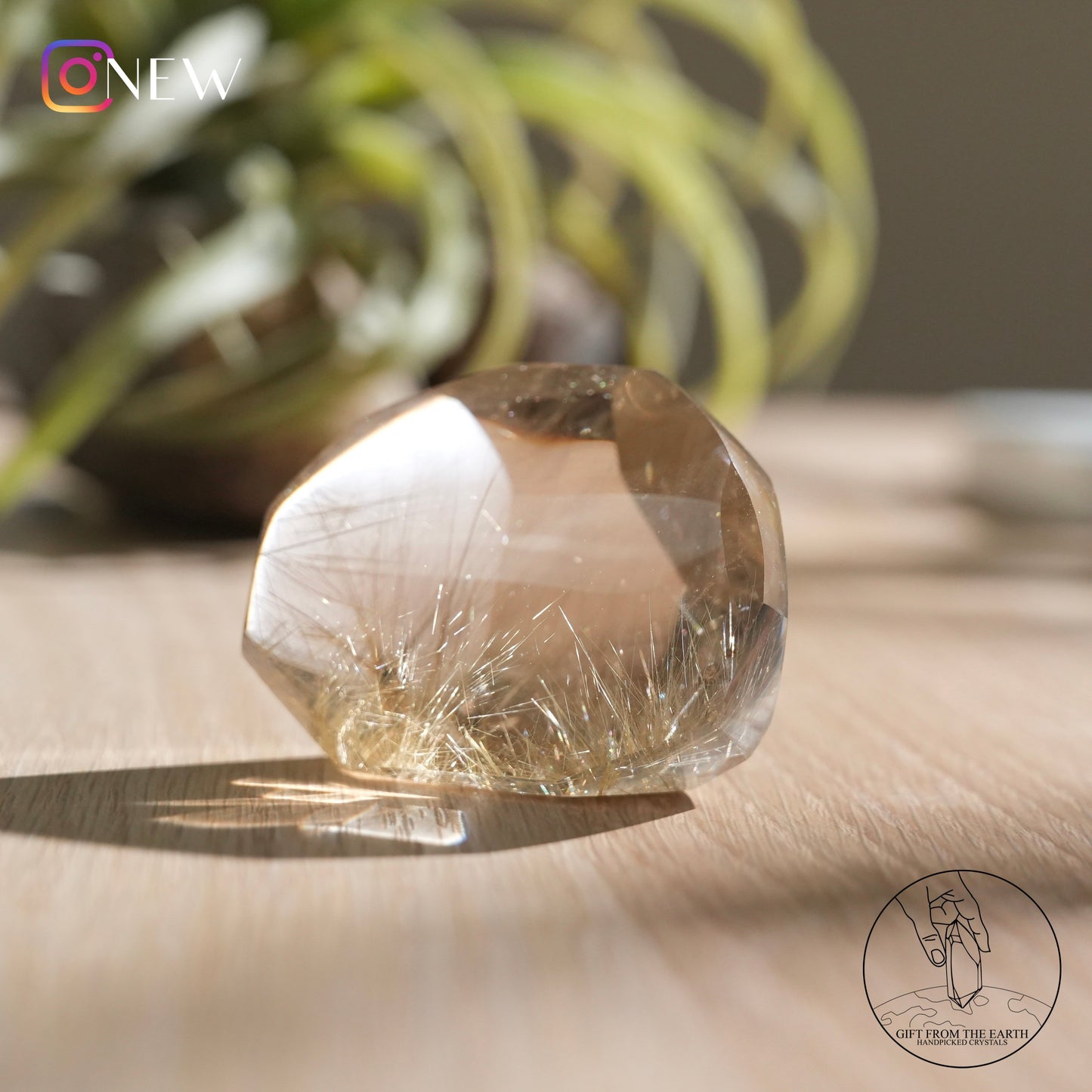 Golden rutilated quartz freeform