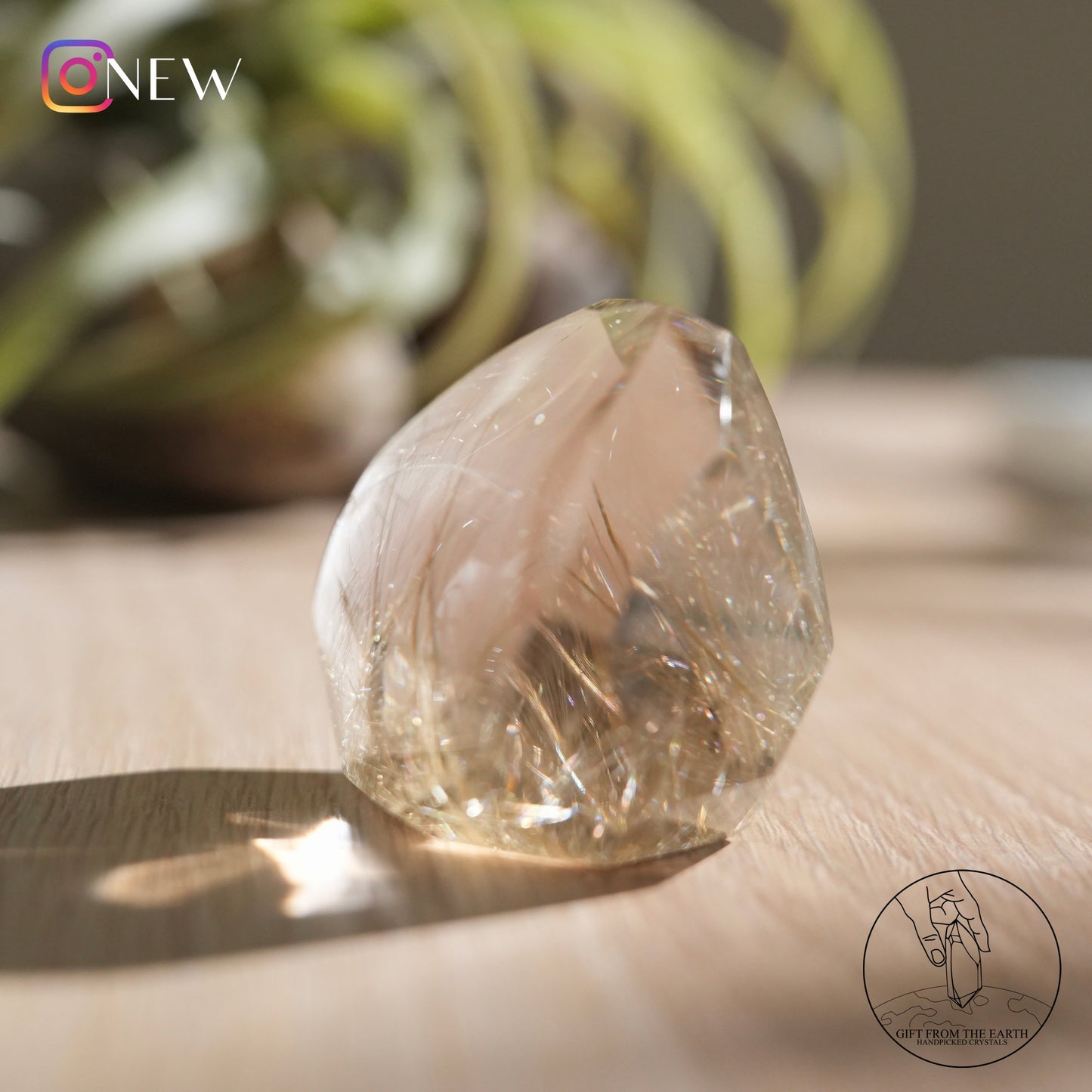 Golden rutilated quartz freeform