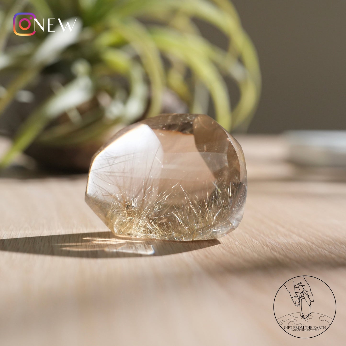 Golden rutilated quartz freeform