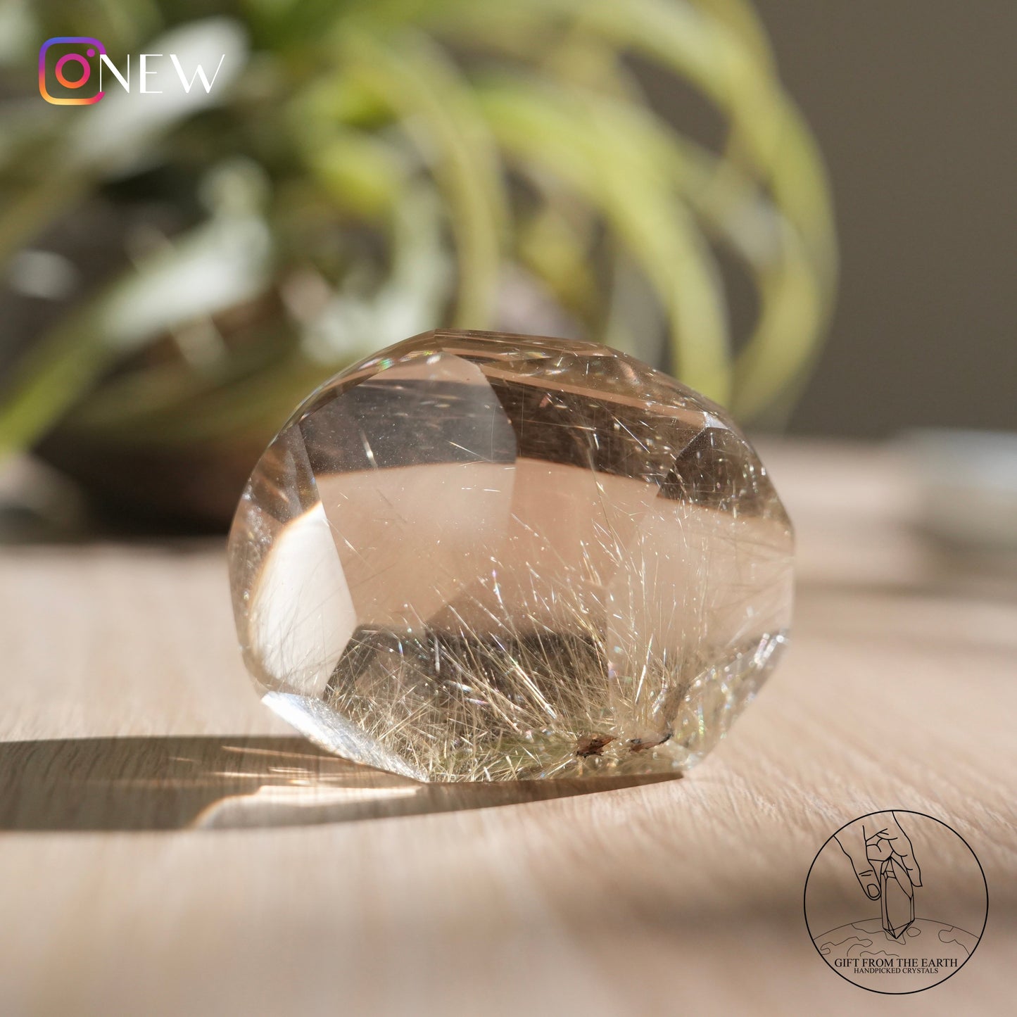 Golden rutilated quartz freeform