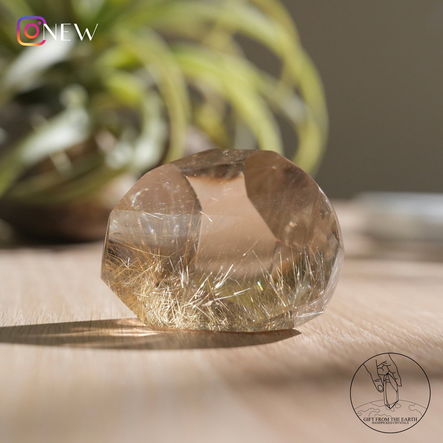 Golden rutilated quartz freeform