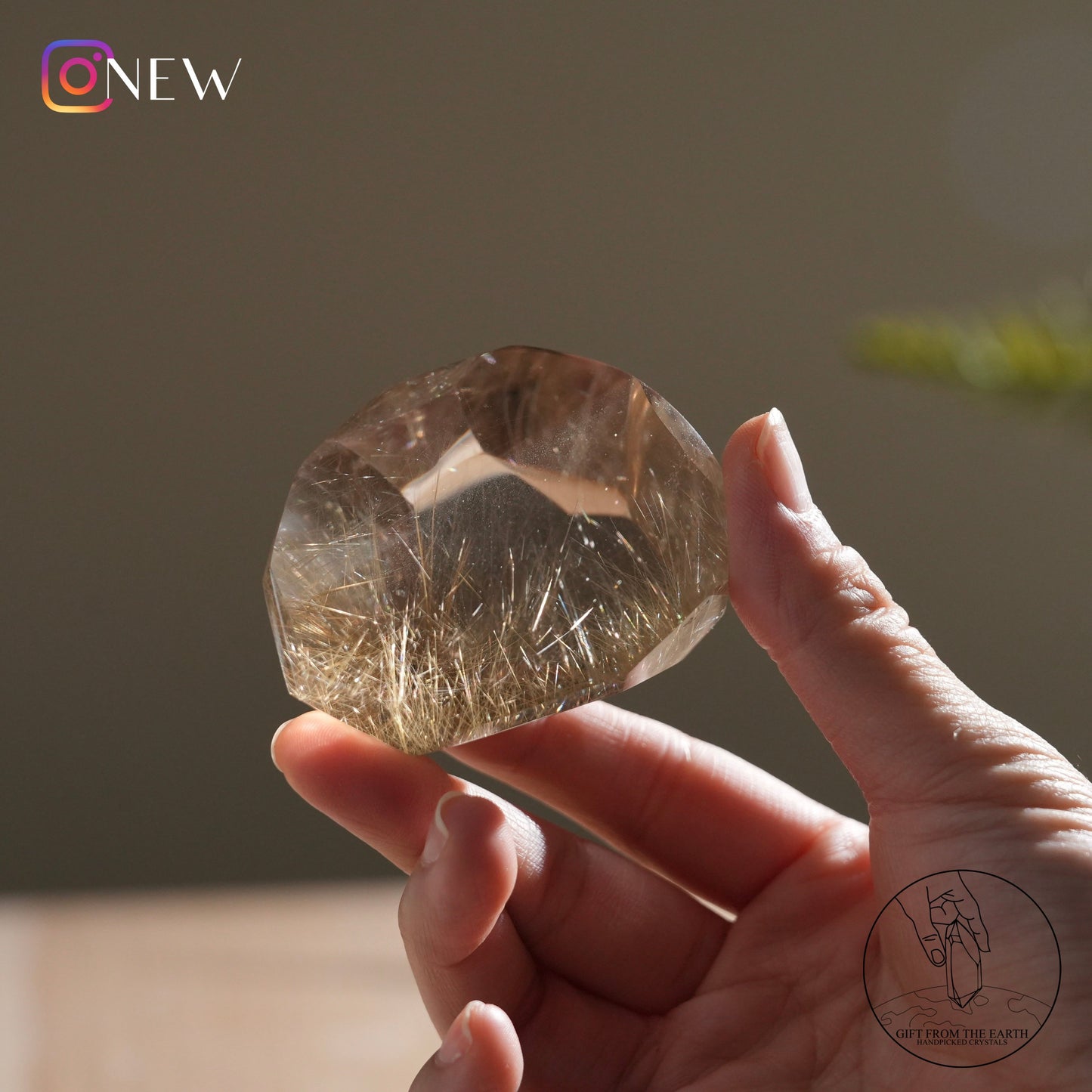 Golden rutilated quartz freeform