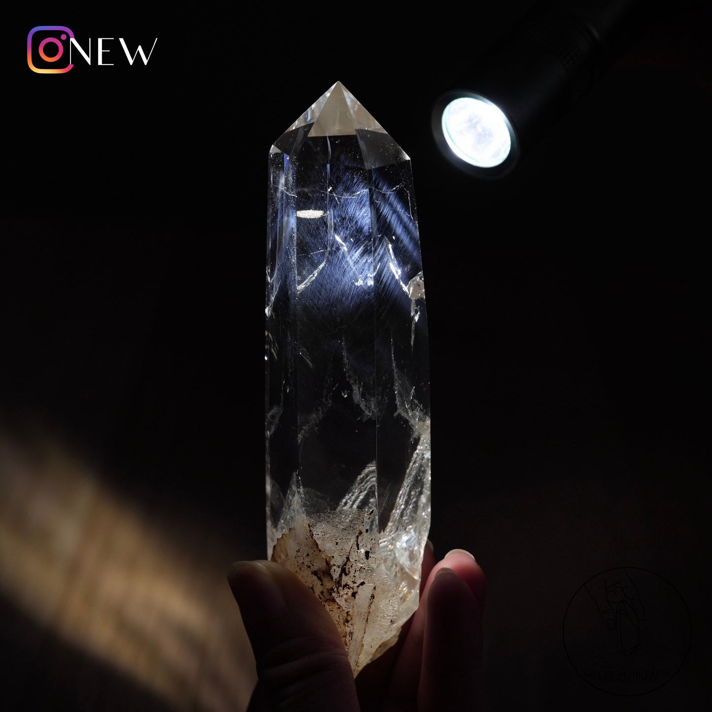 Half-polished blue needle quartz