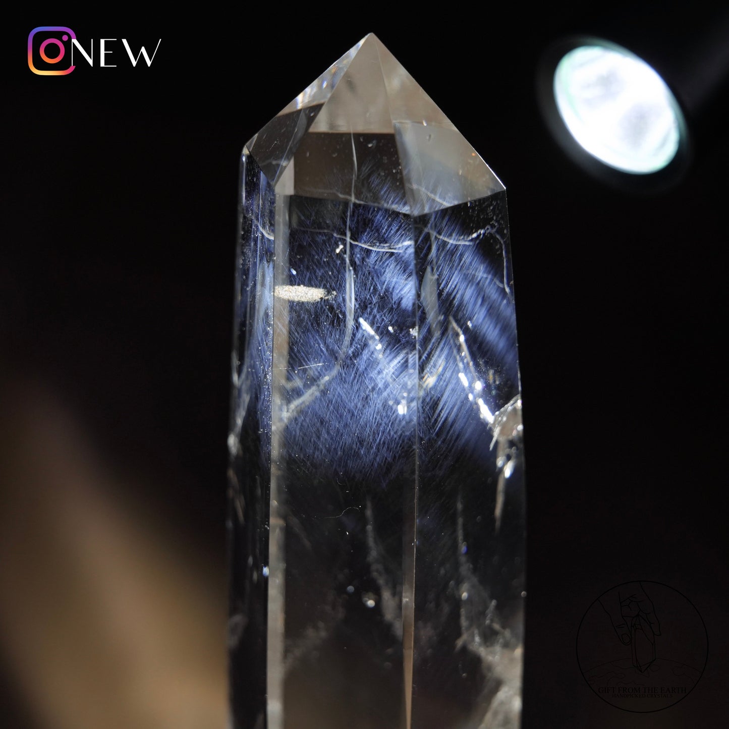 Half-polished blue needle quartz