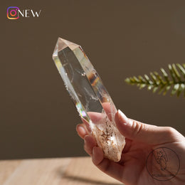 半打磨藍針白水晶