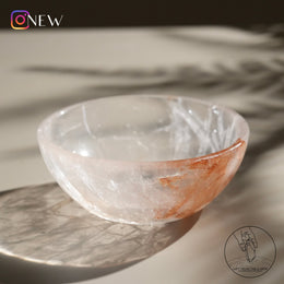 白水晶碗黃金療癒者共生 (淡粉紅)