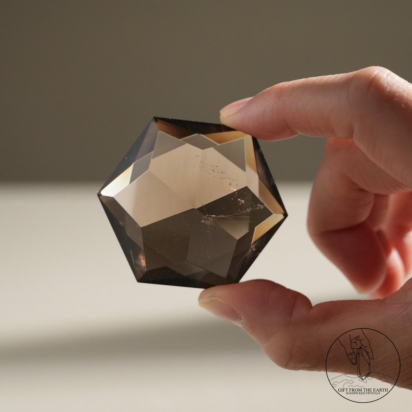 Smoky quartz Star of David with golden rutilated quartz