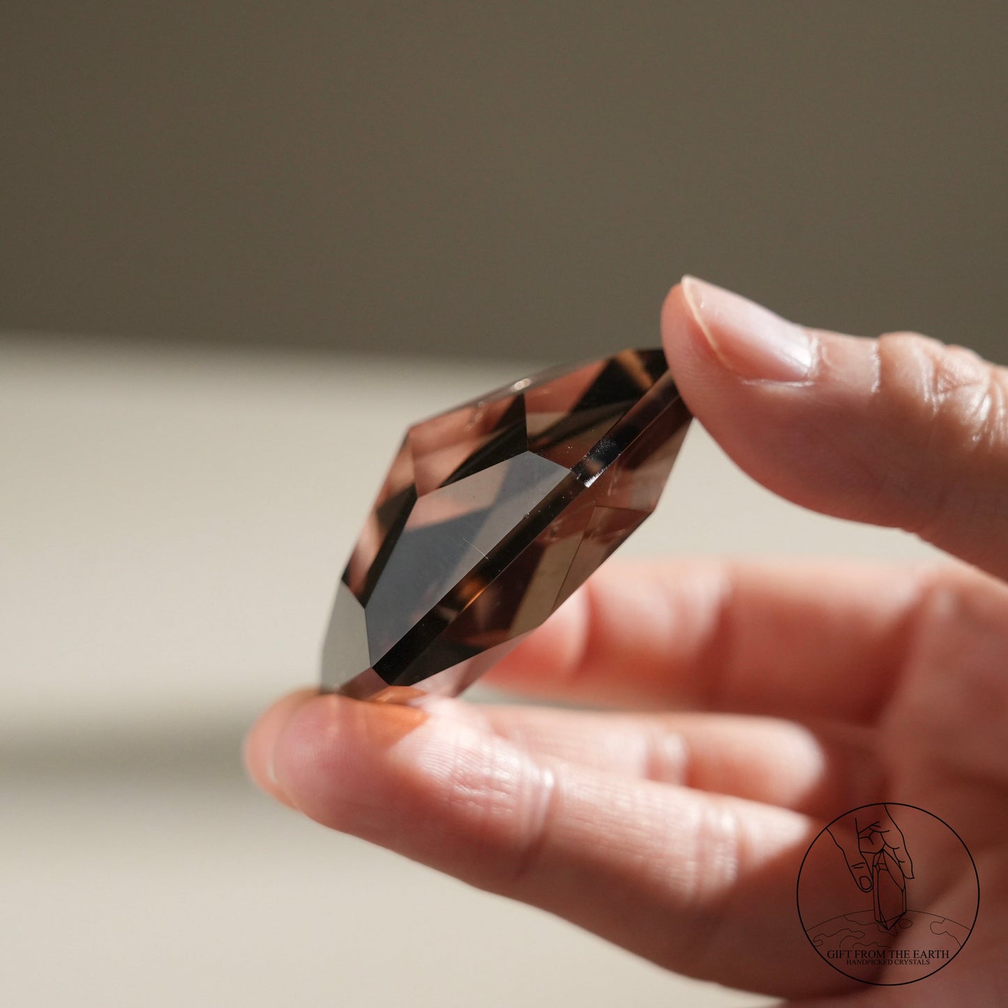 Smoky quartz Star of David with golden rutilated quartz