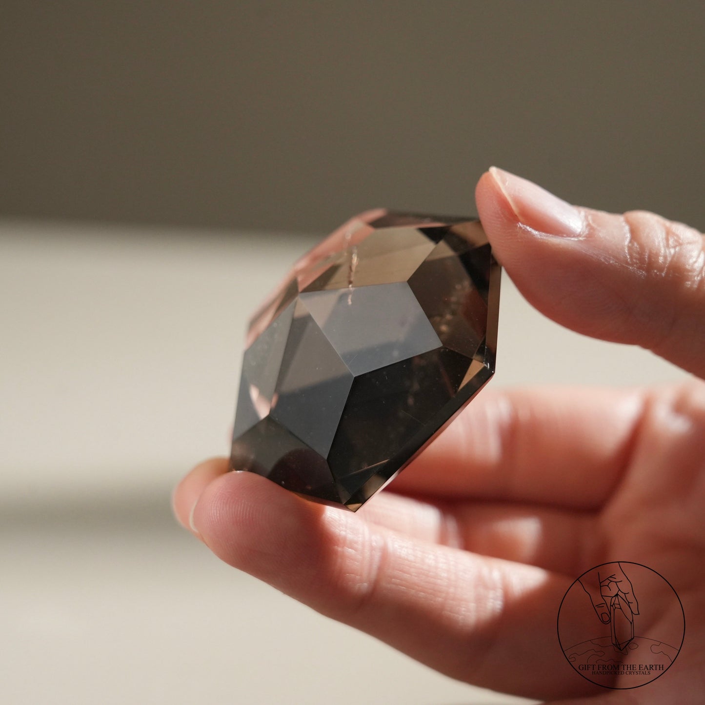 Smoky quartz Star of David with golden rutilated quartz