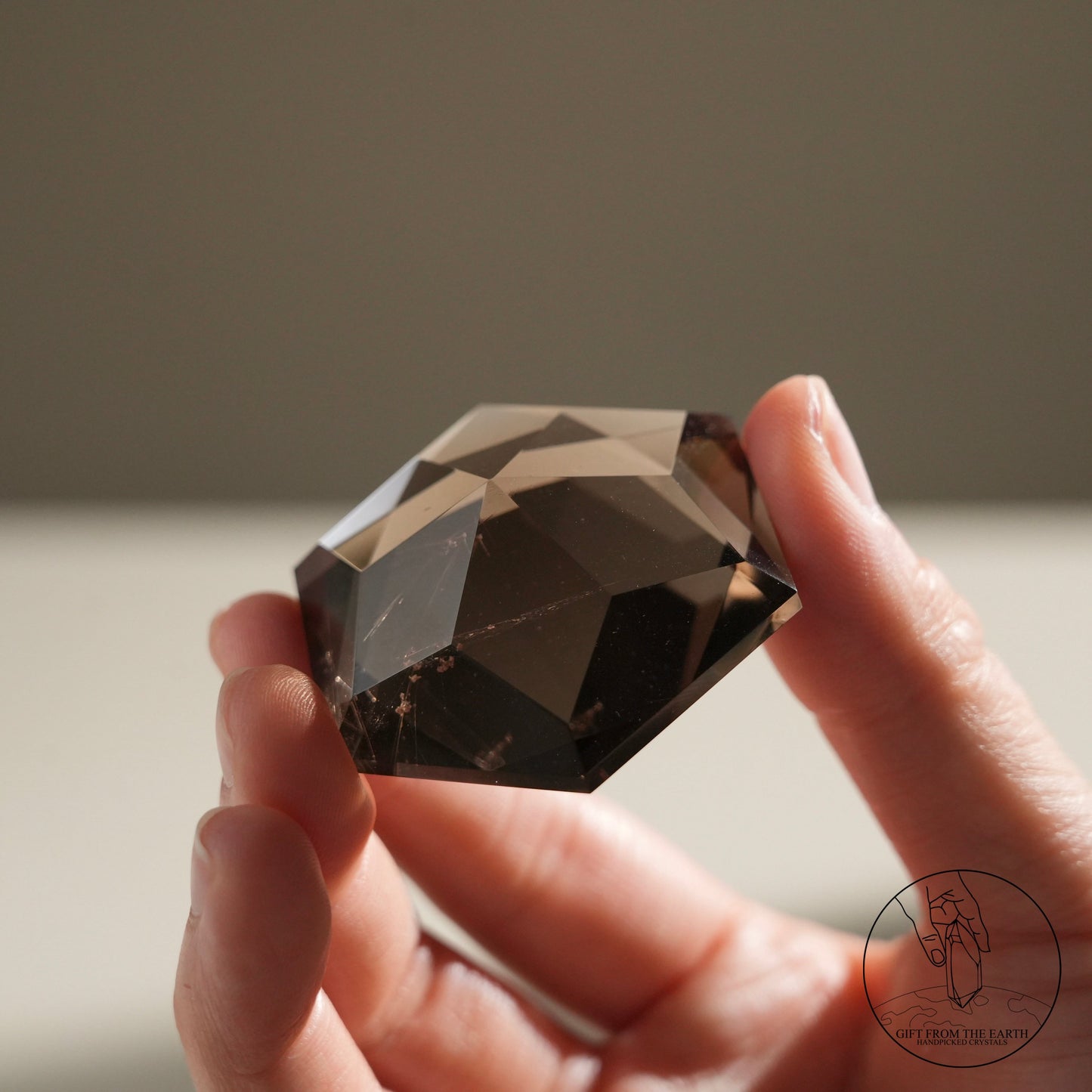 Smoky quartz Star of David with golden rutilated quartz