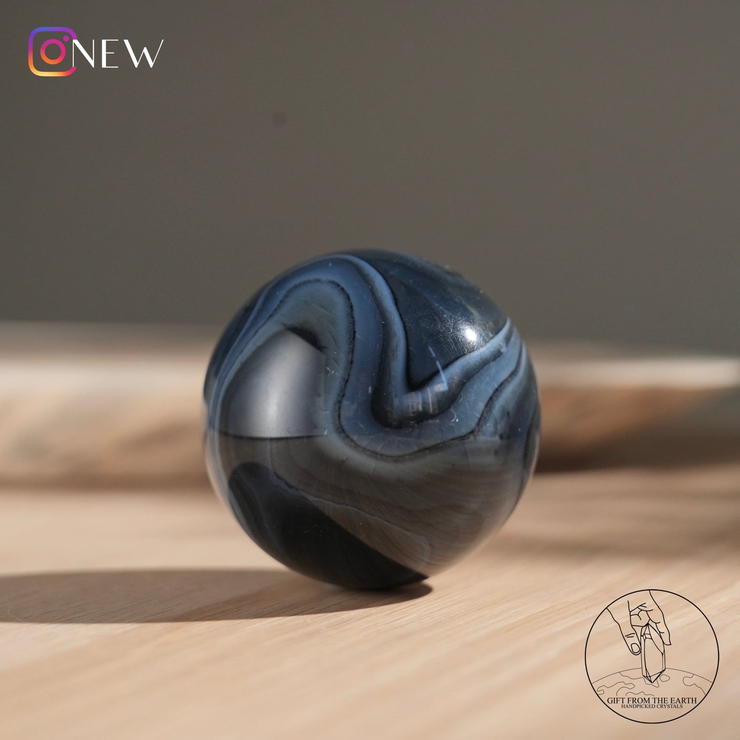 Black agate sphere