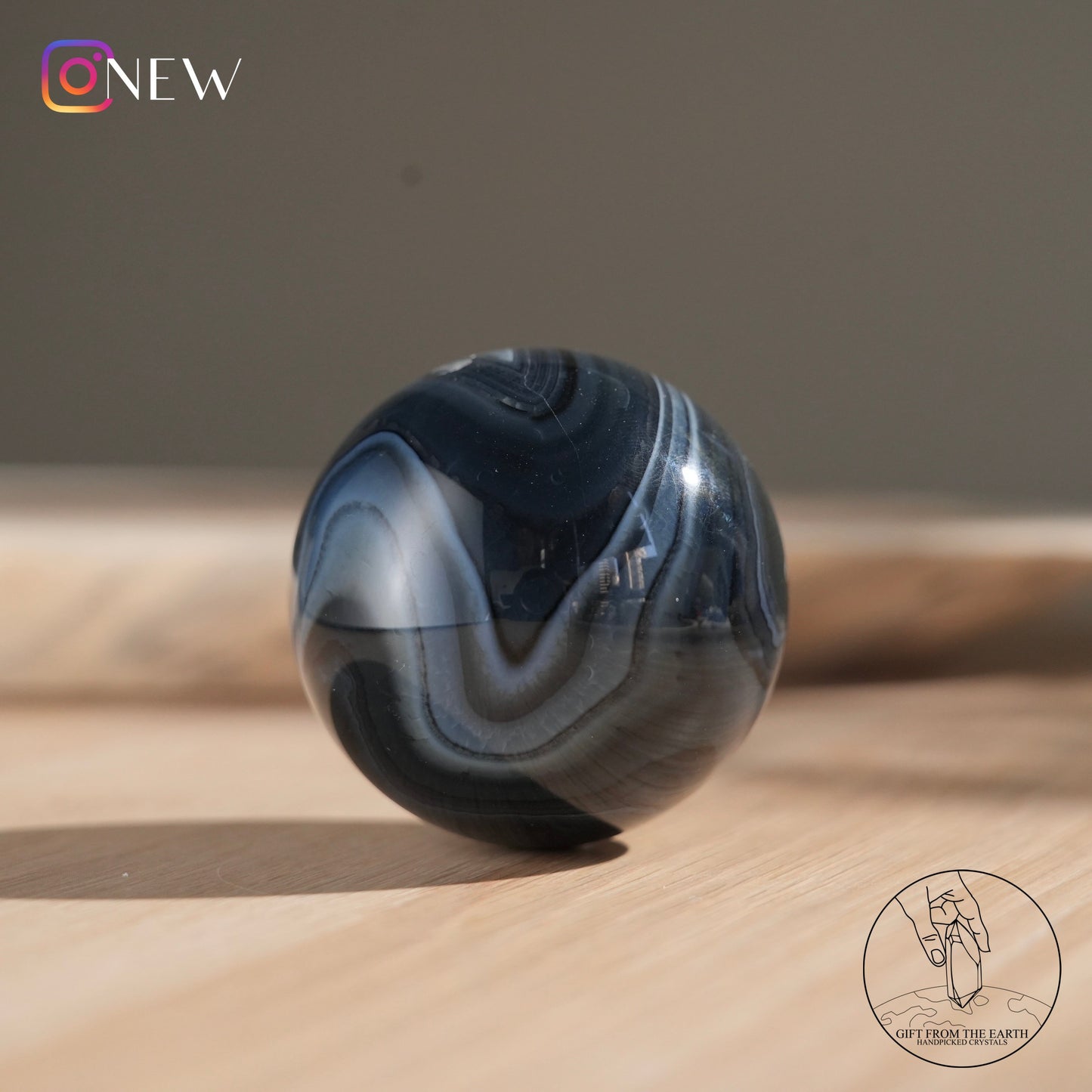 Black agate sphere