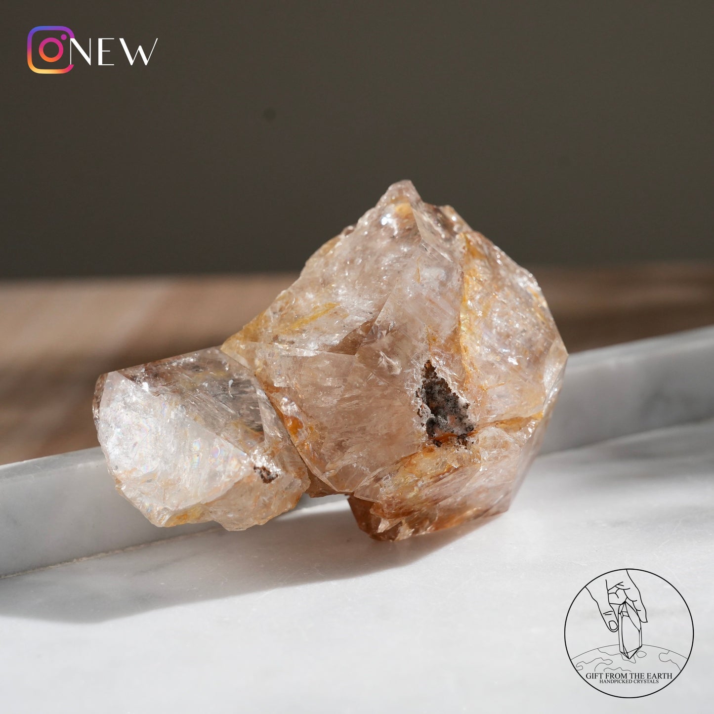 Twin Herkimer diamond with golden healer