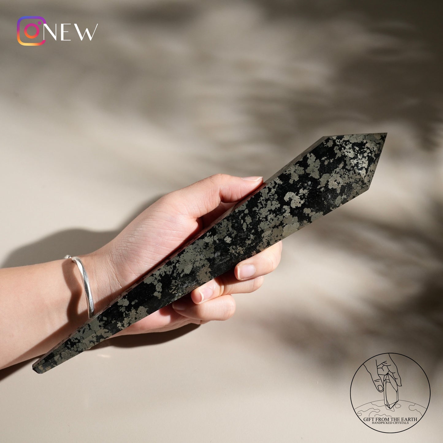 Russian agate with pyrite wand