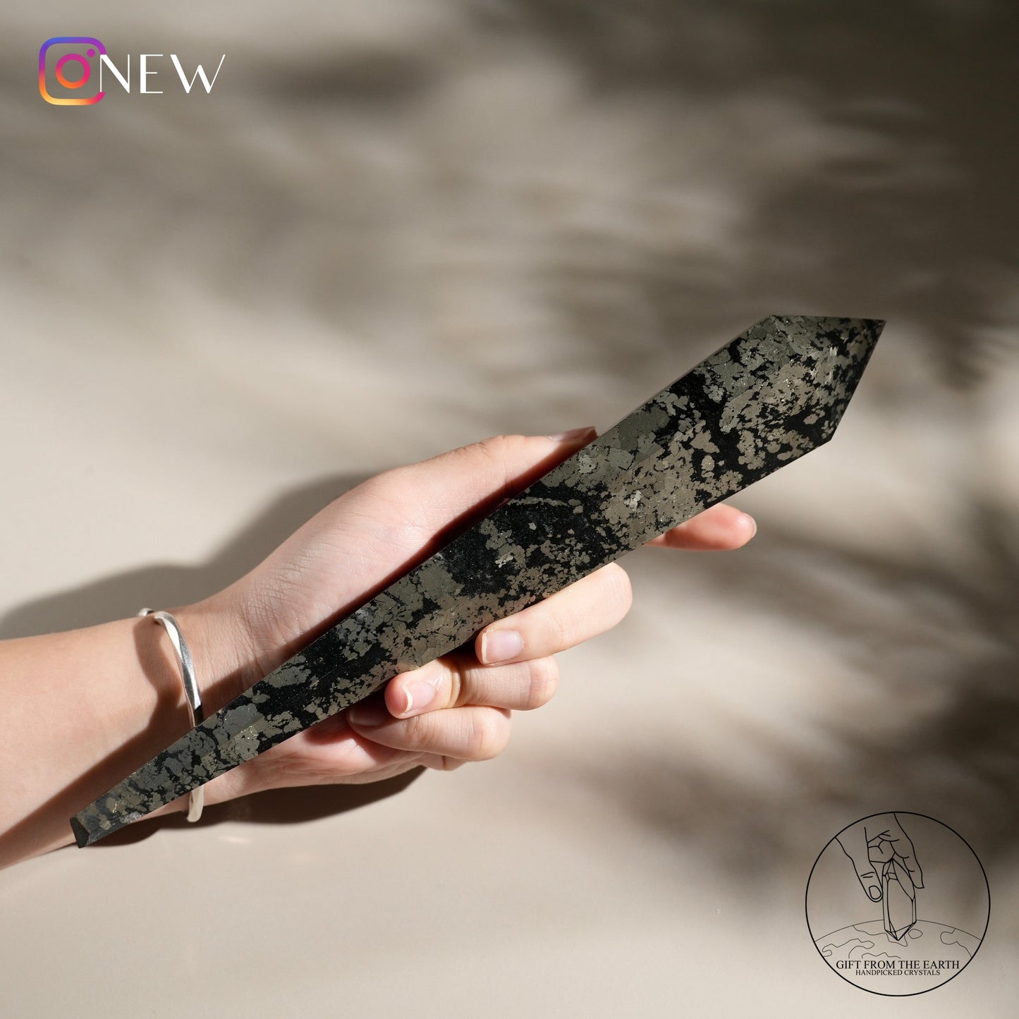 Russian agate with pyrite wand