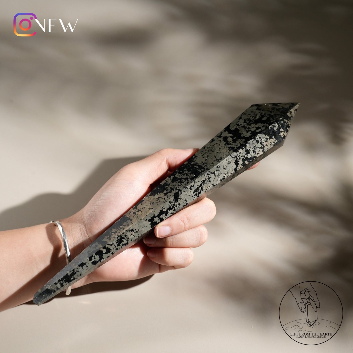 Russian agate with pyrite wand