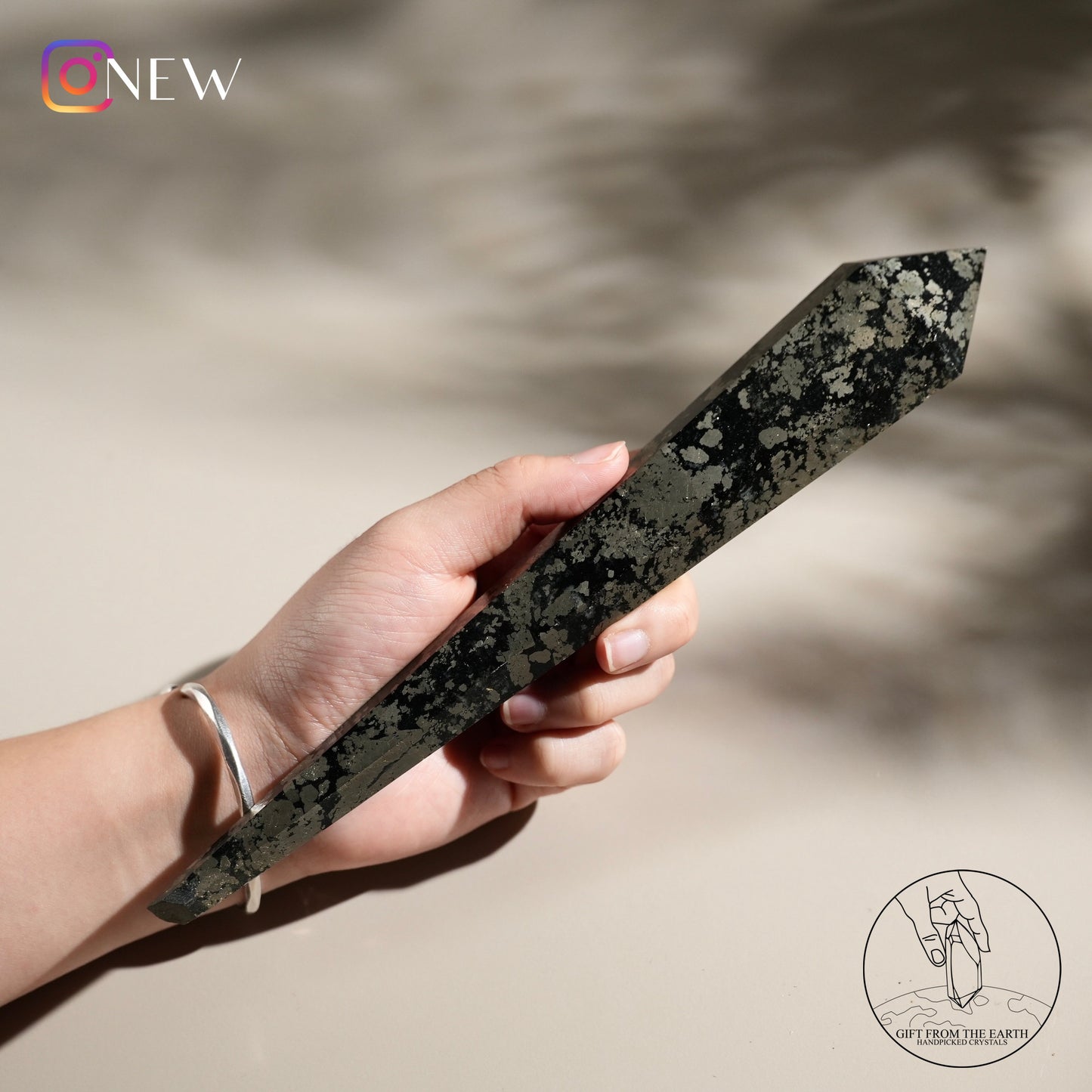 Russian agate with pyrite wand