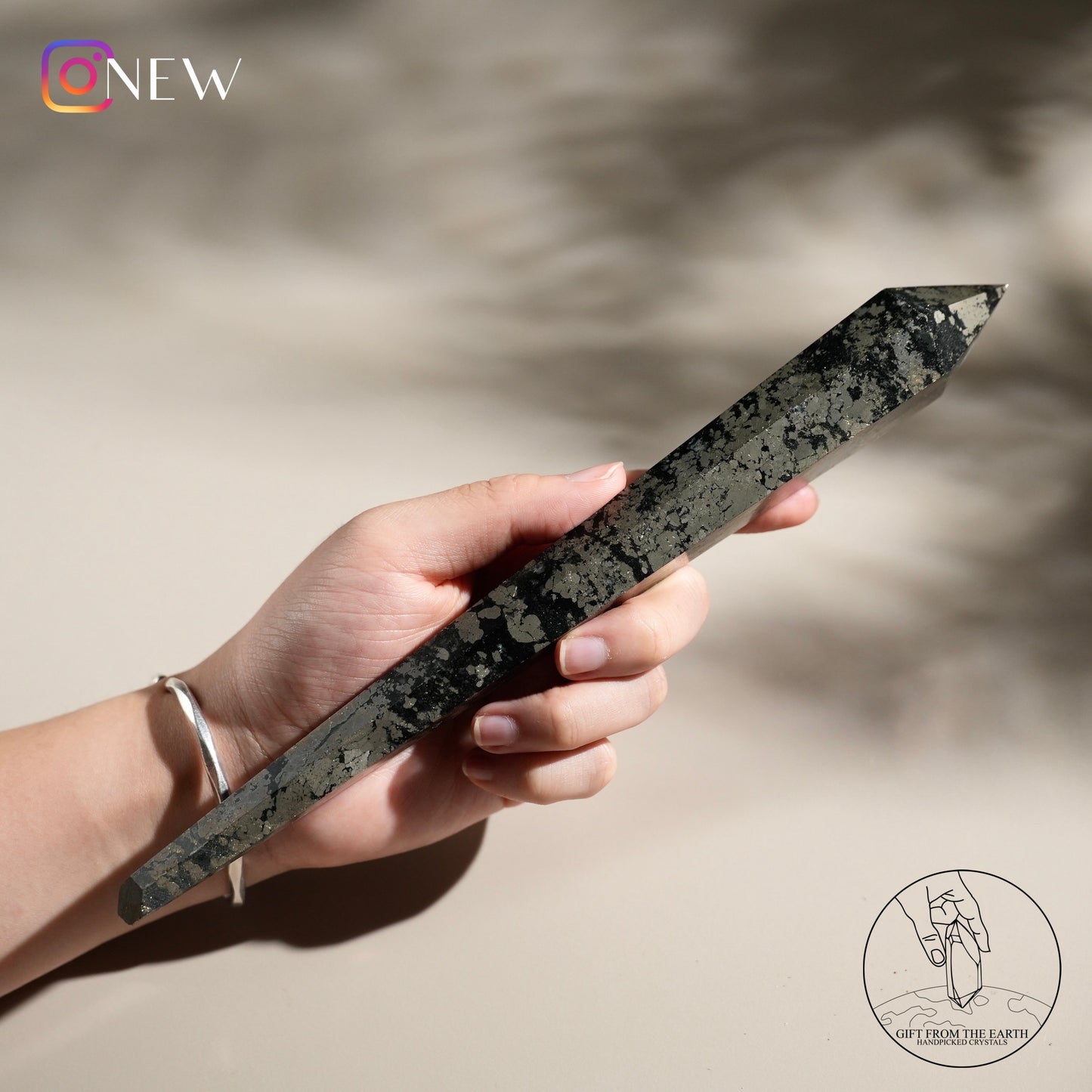 Russian agate with pyrite wand