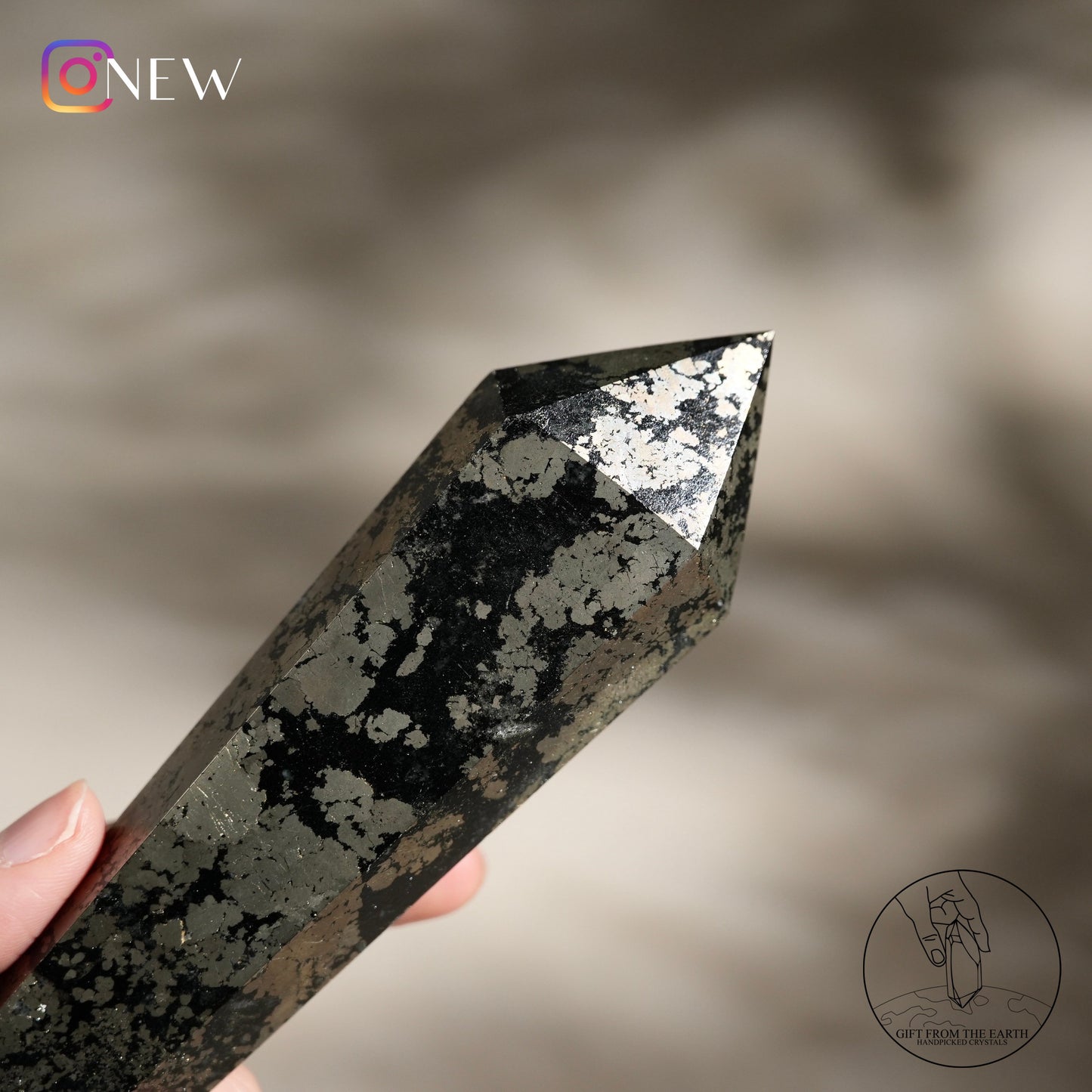 Russian agate with pyrite wand