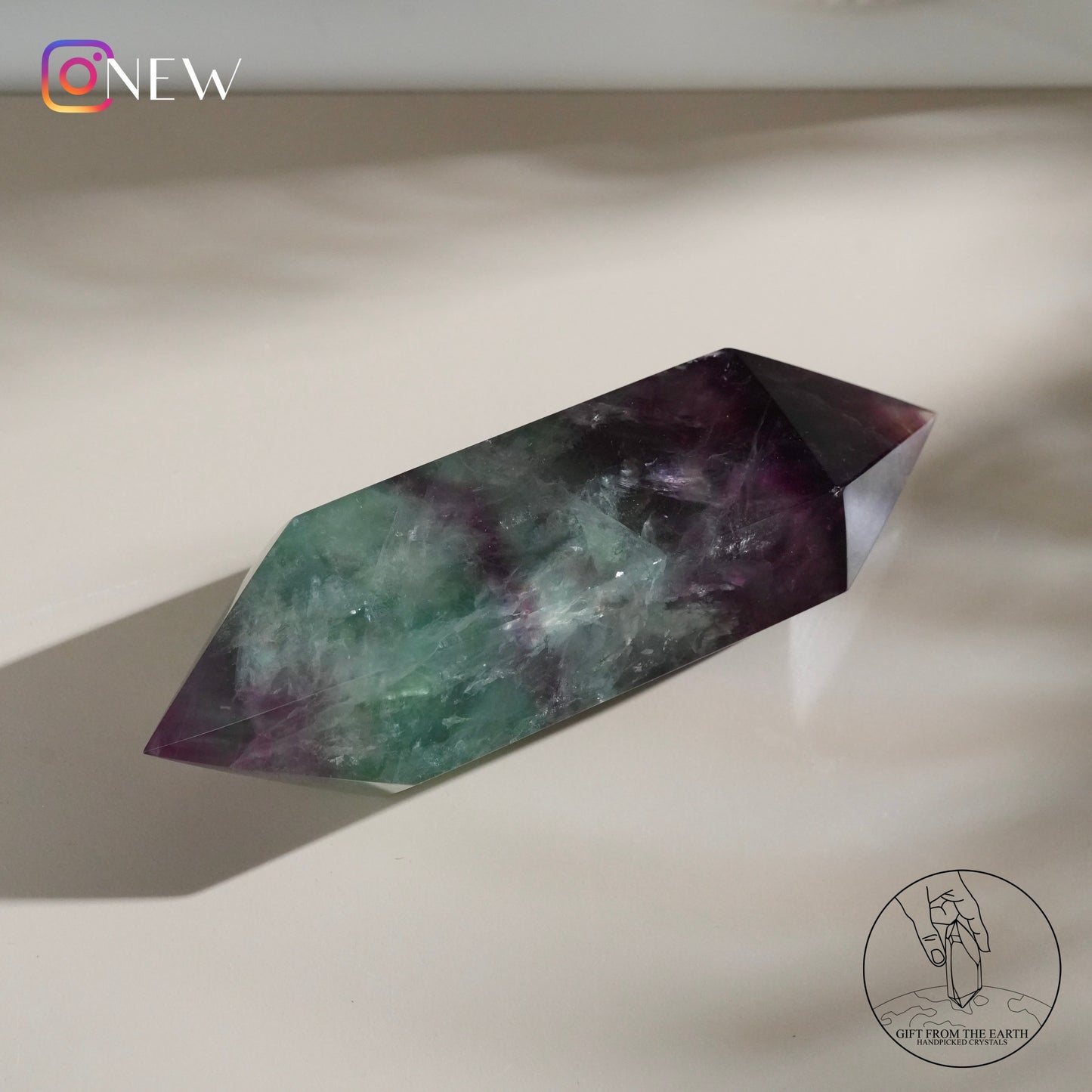 Double-terminated purple-green fluorite