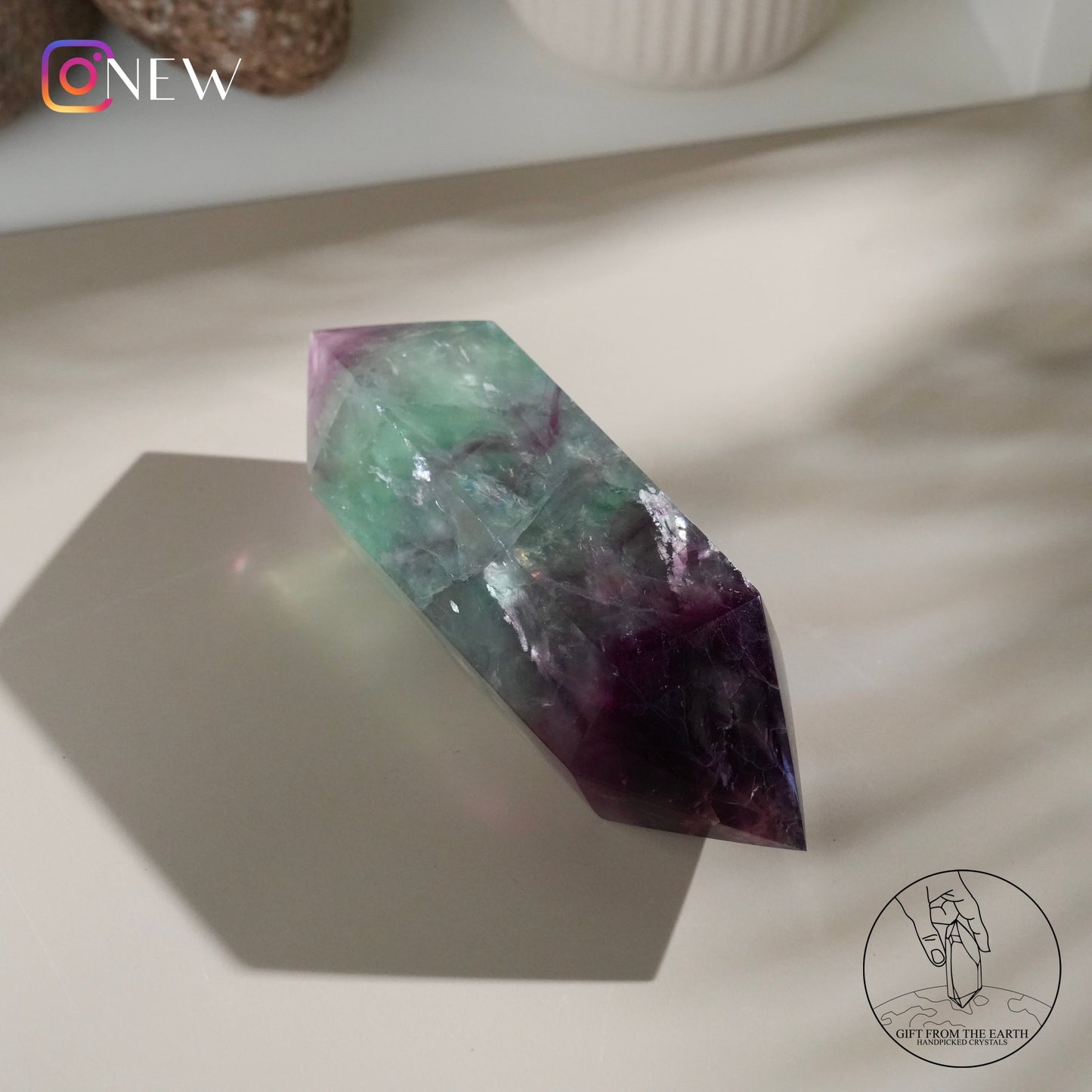 Double-terminated purple-green fluorite