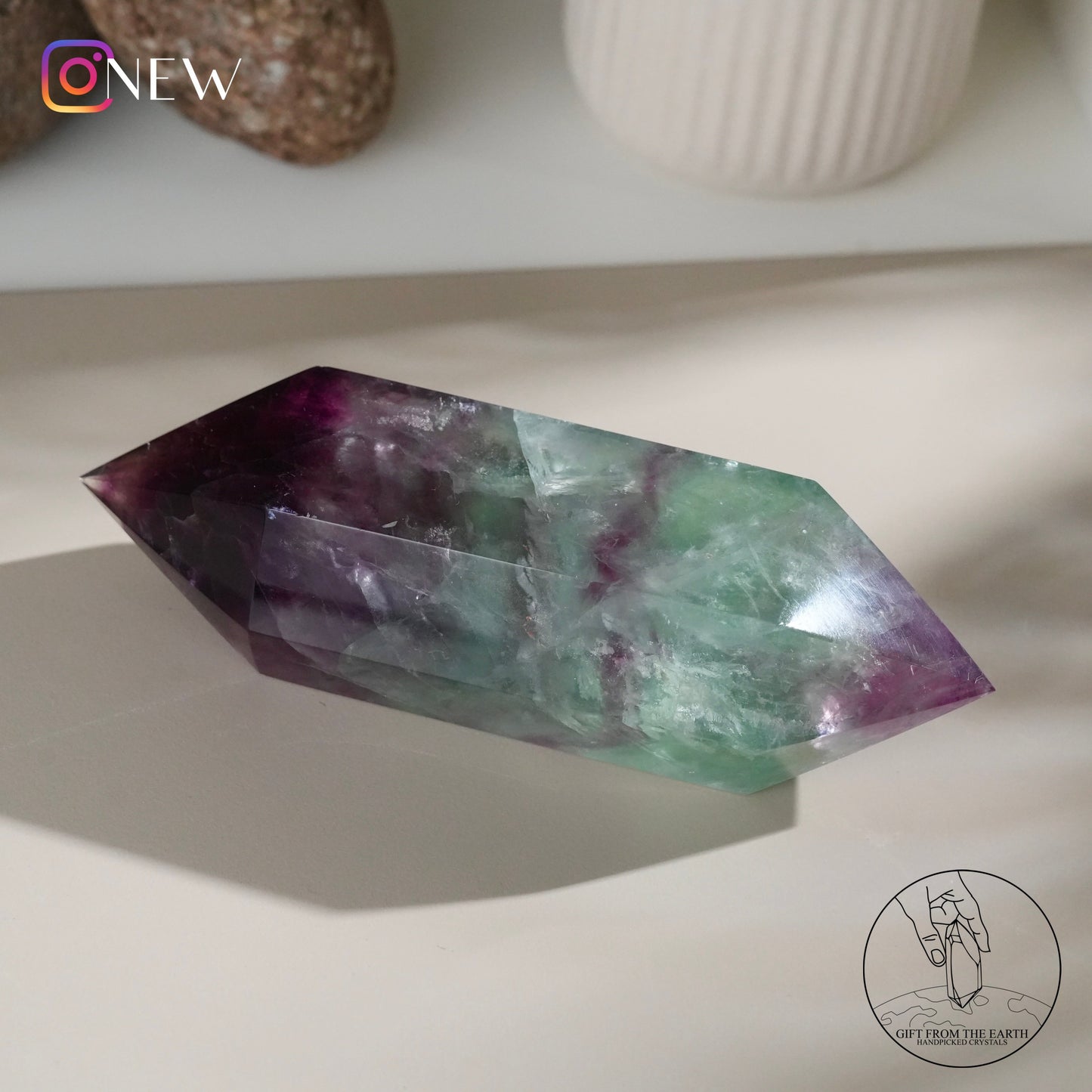 Double-terminated purple-green fluorite