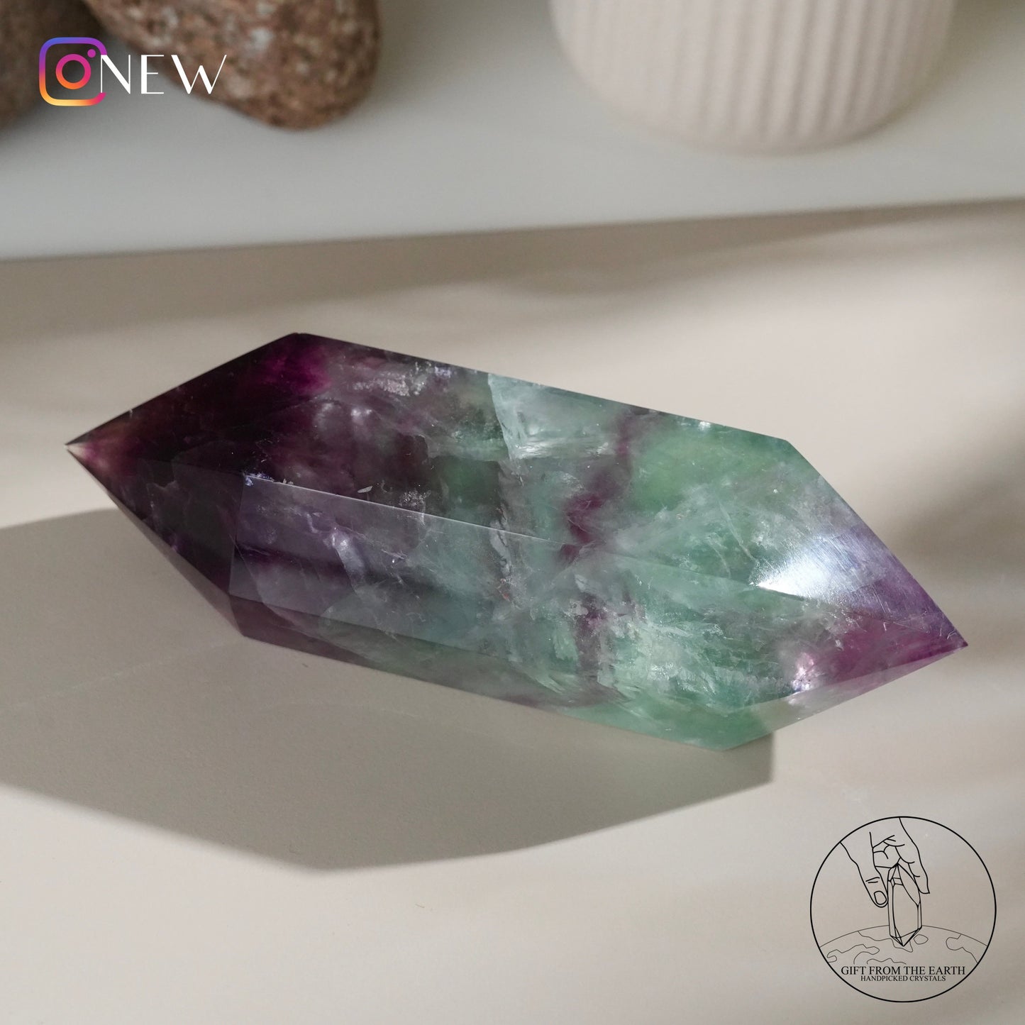 Double-terminated purple-green fluorite