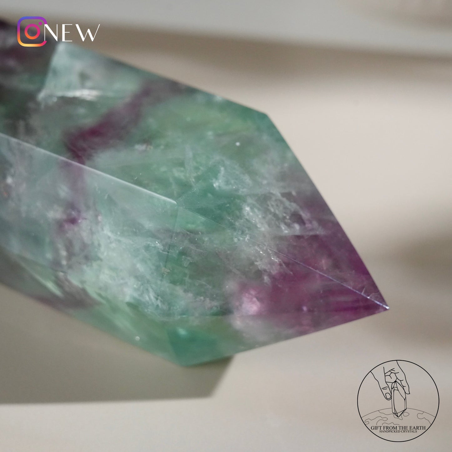 Double-terminated purple-green fluorite