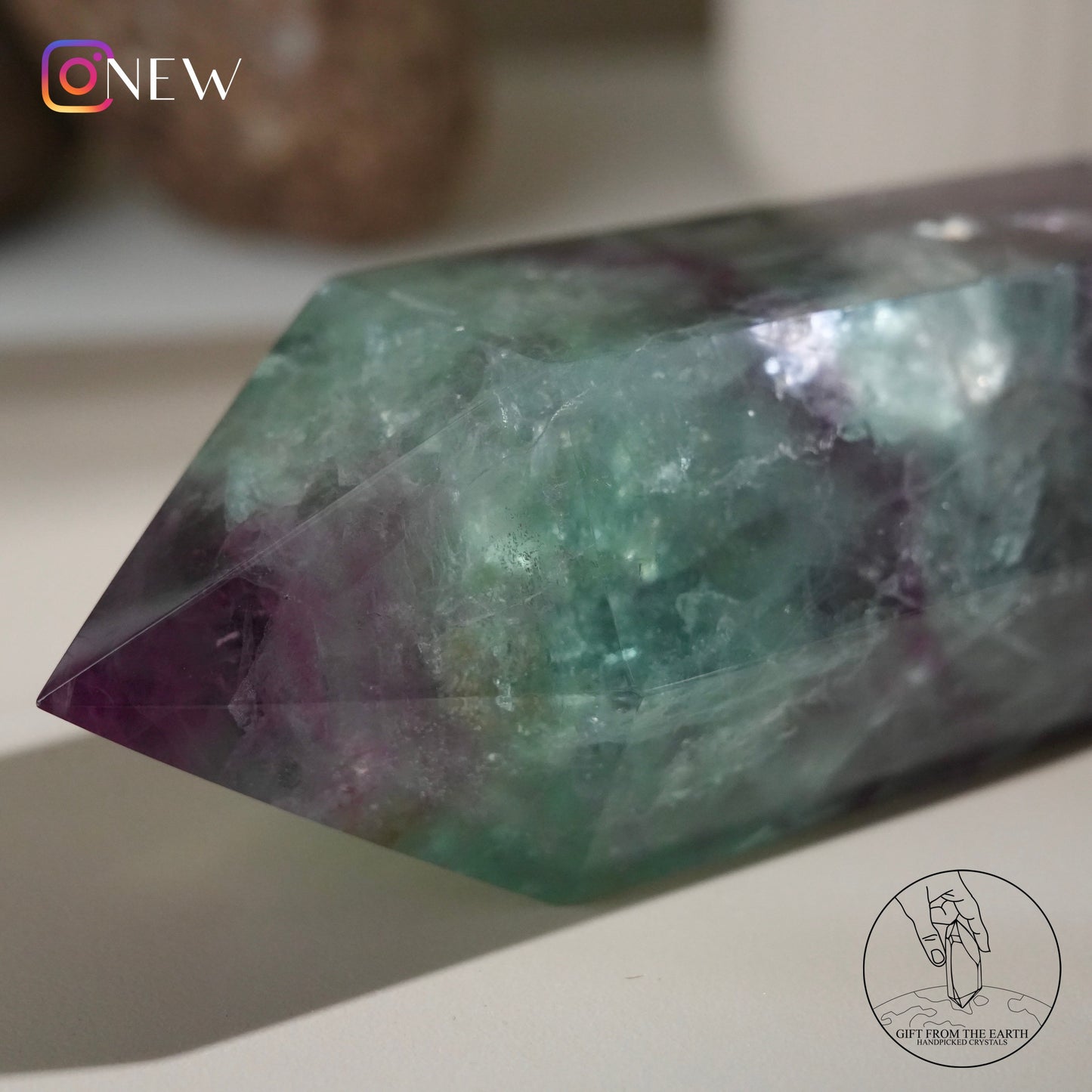 Double-terminated purple-green fluorite