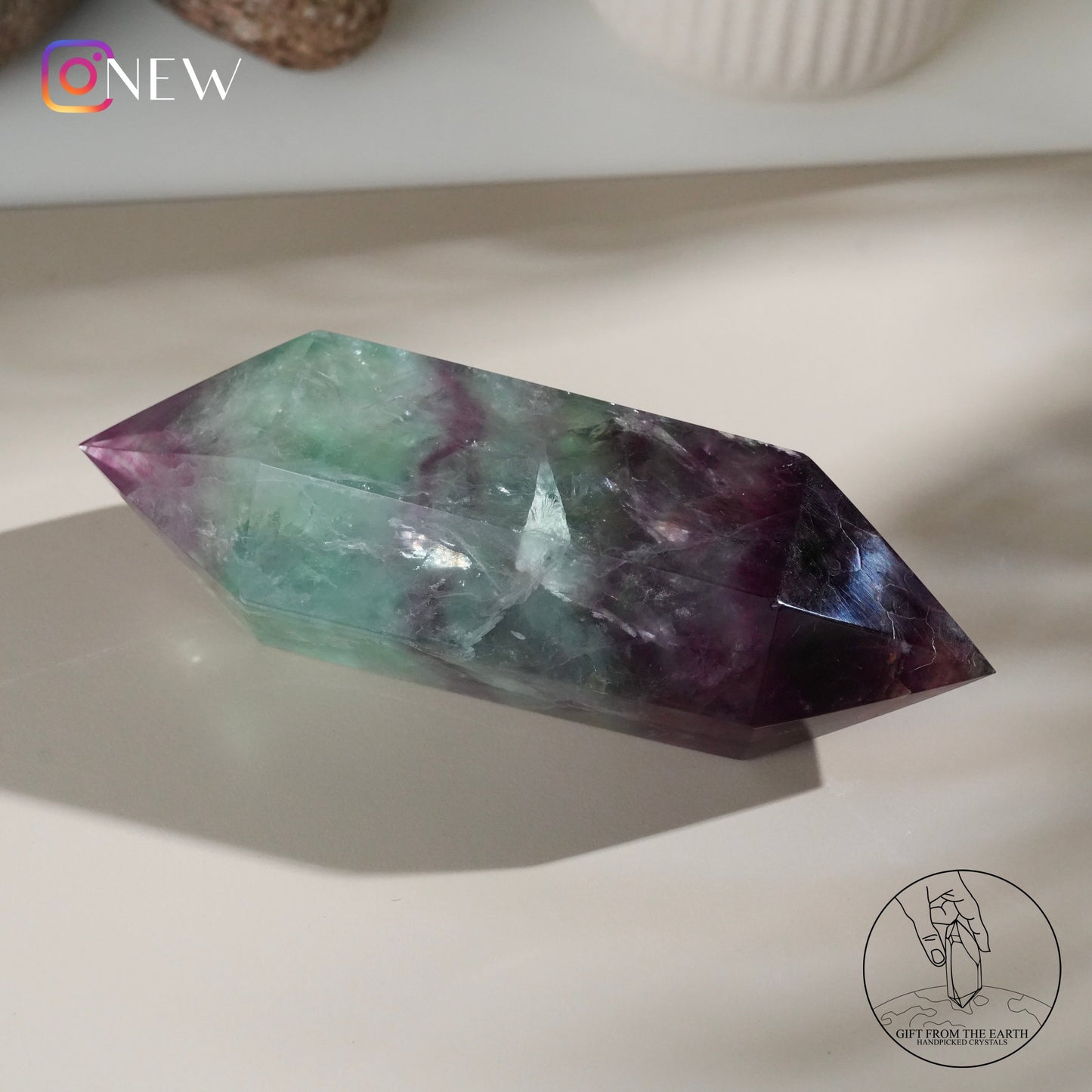 Double-terminated purple-green fluorite