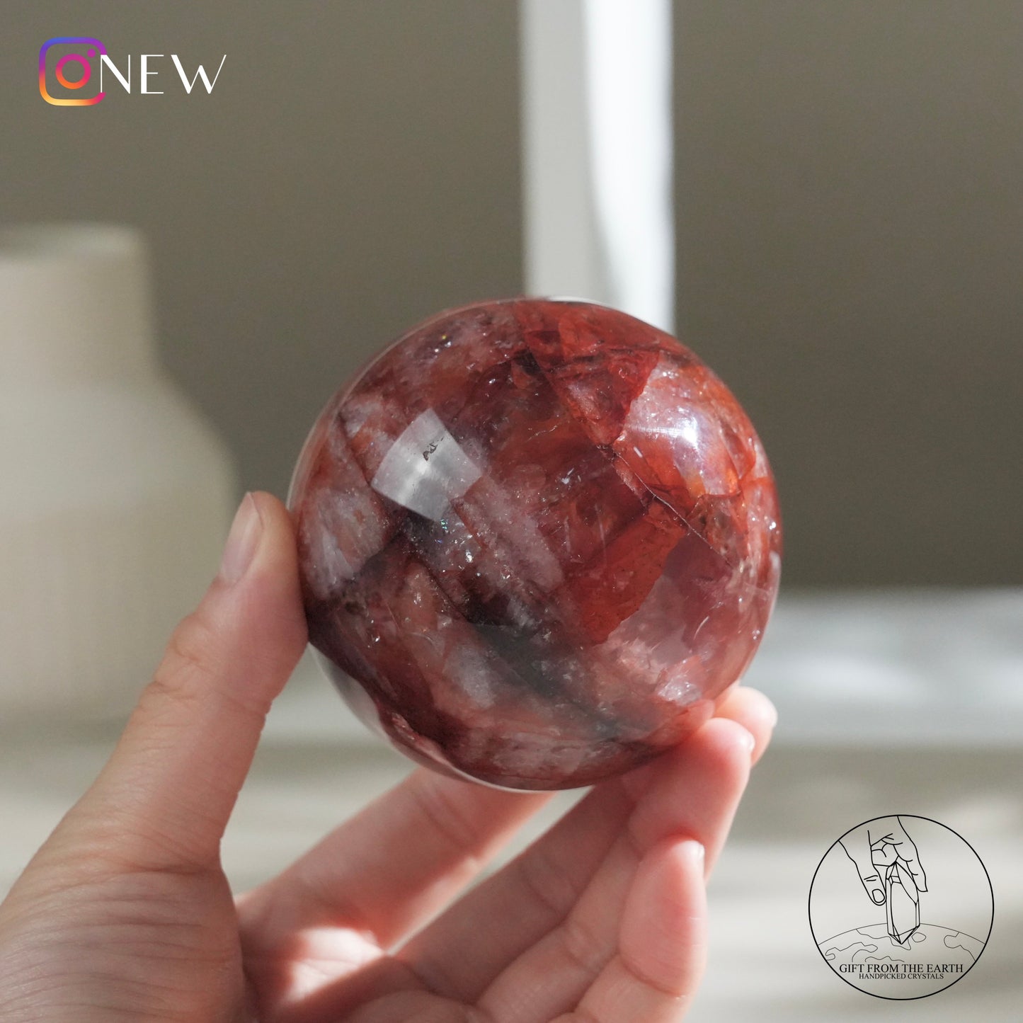 Fire quartz sphere