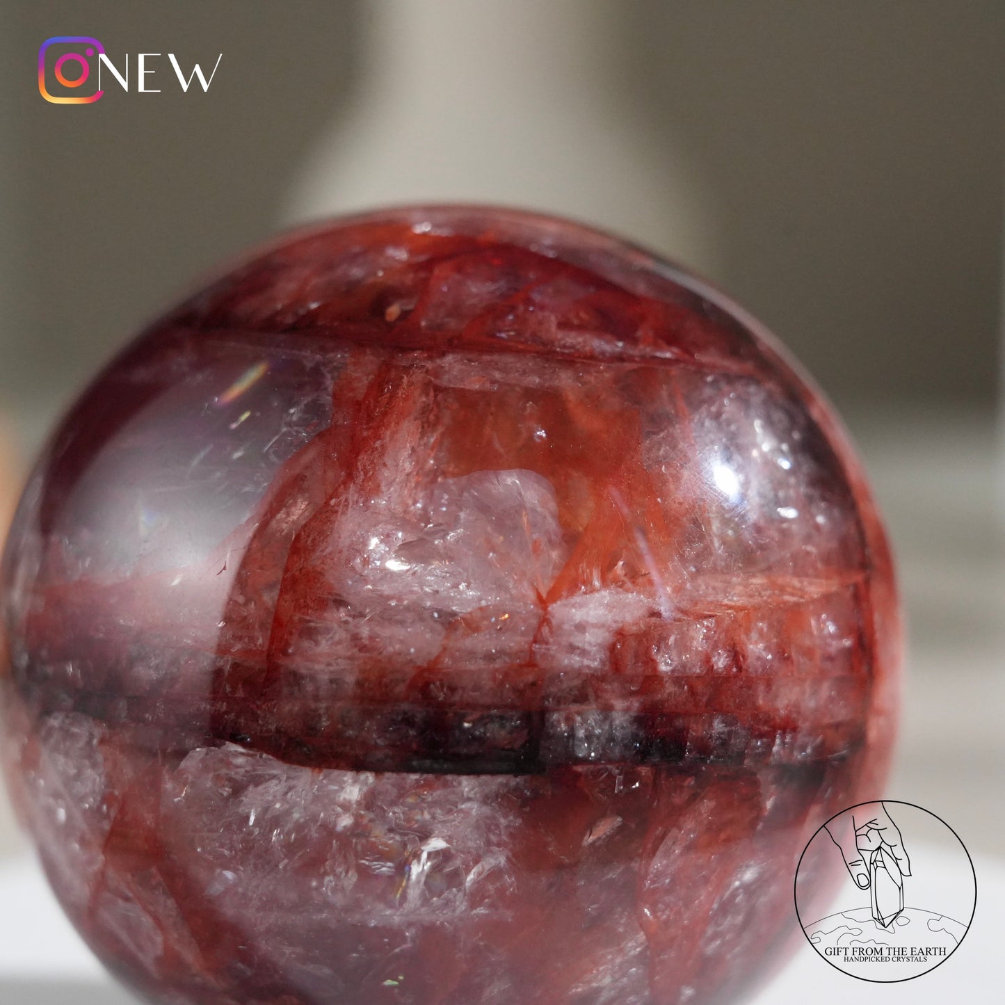 Fire quartz sphere