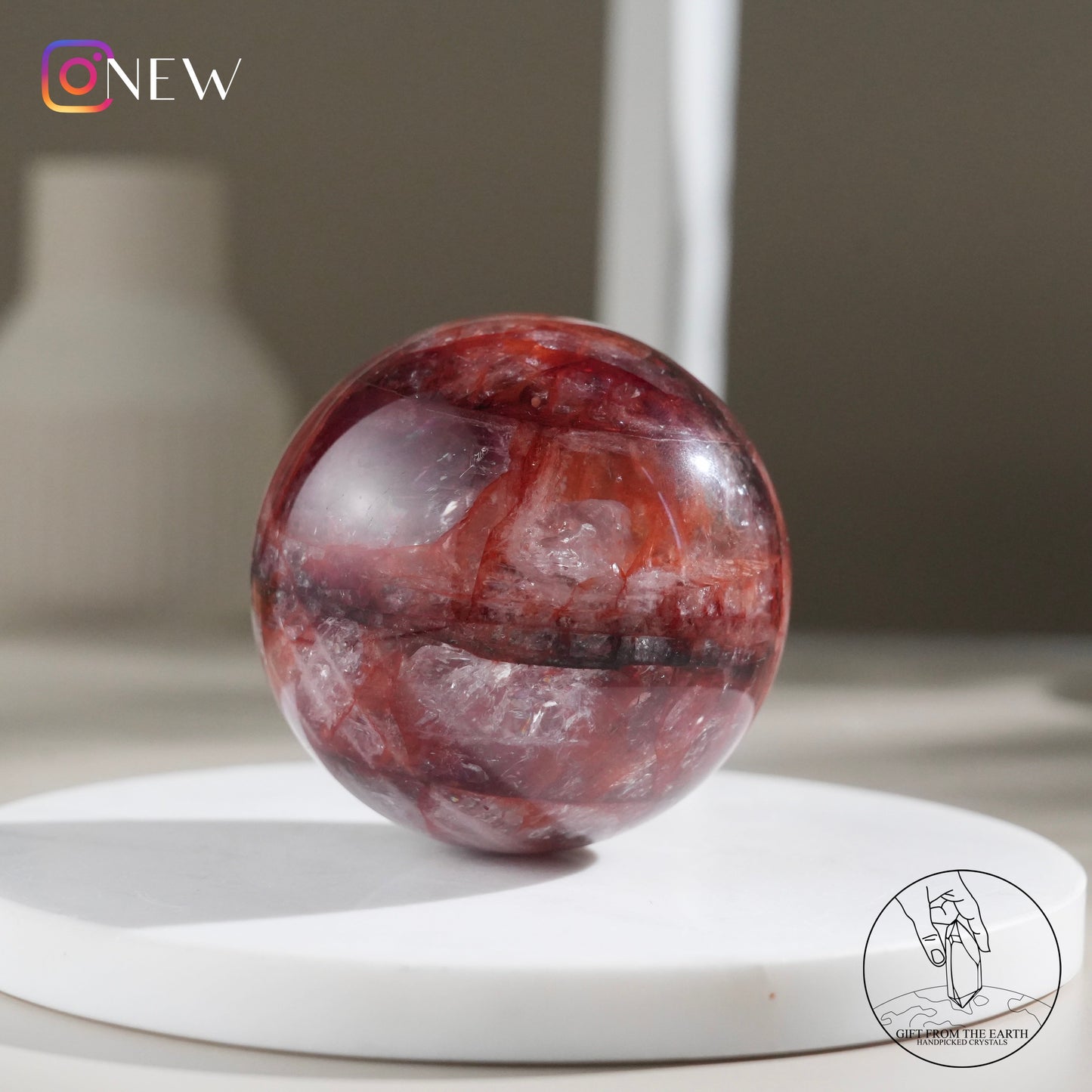 Fire quartz sphere