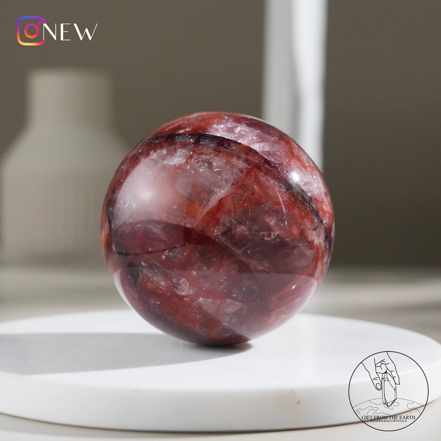 Fire quartz sphere