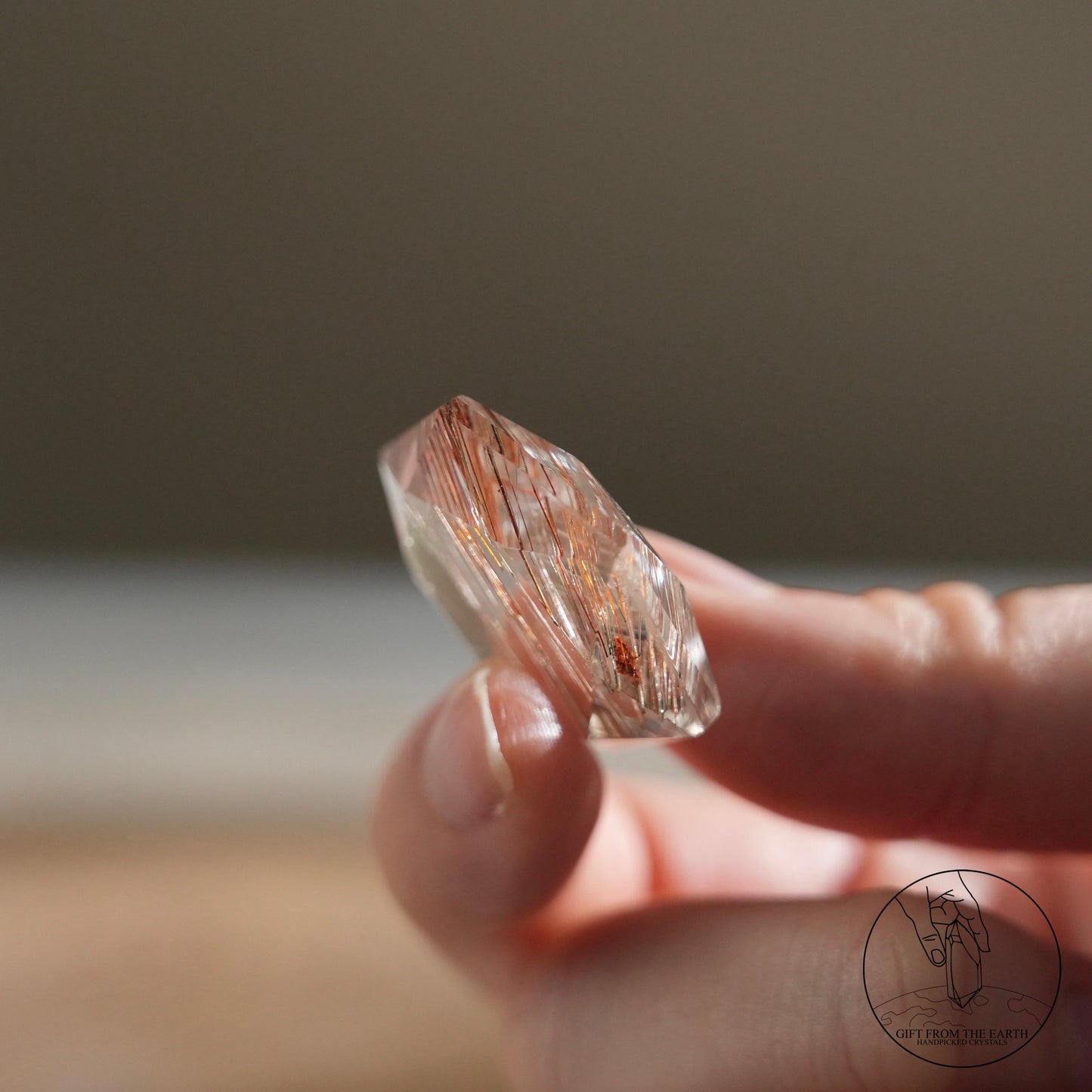 Red-silver rutilated quartz Star of David