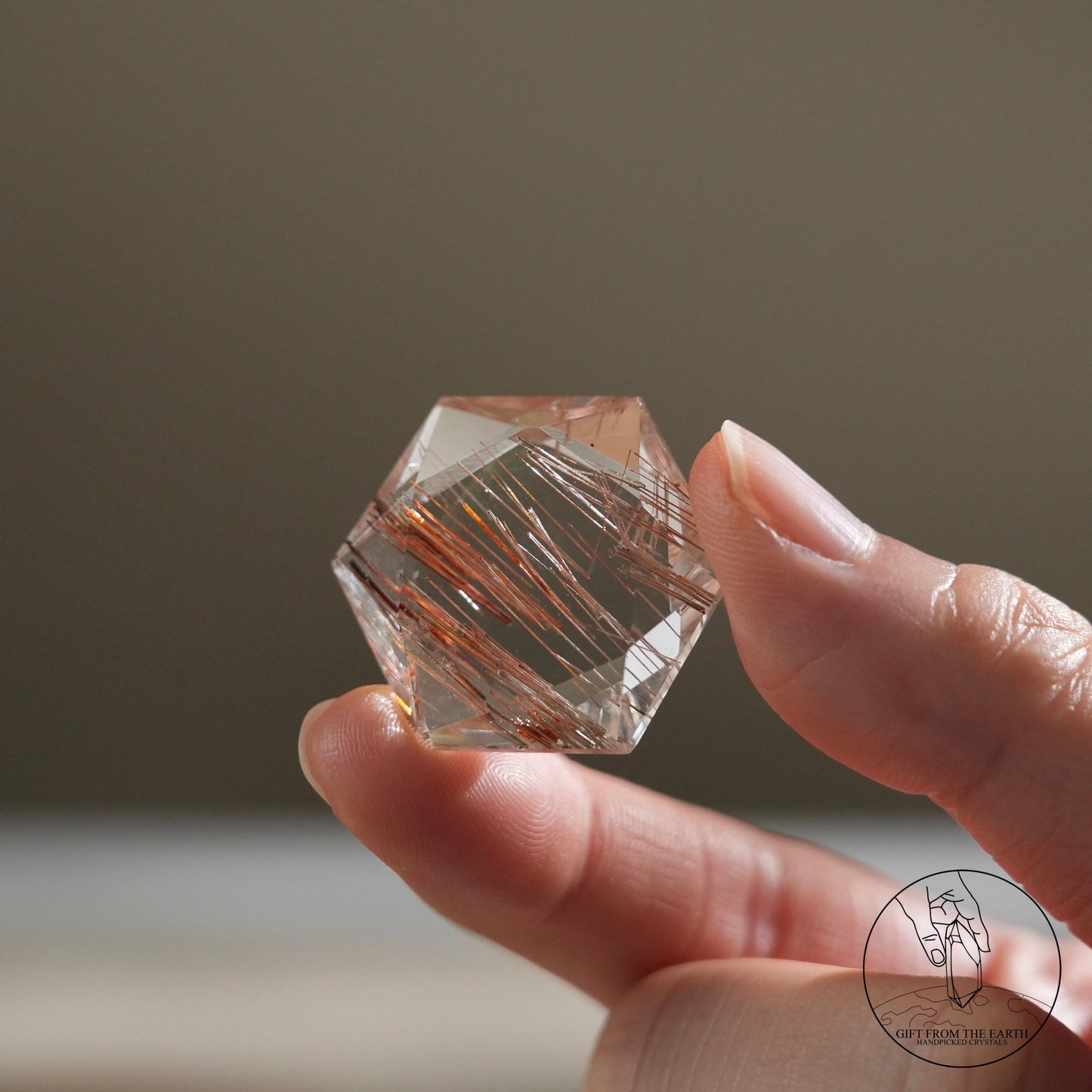 Red-silver rutilated quartz Star of David