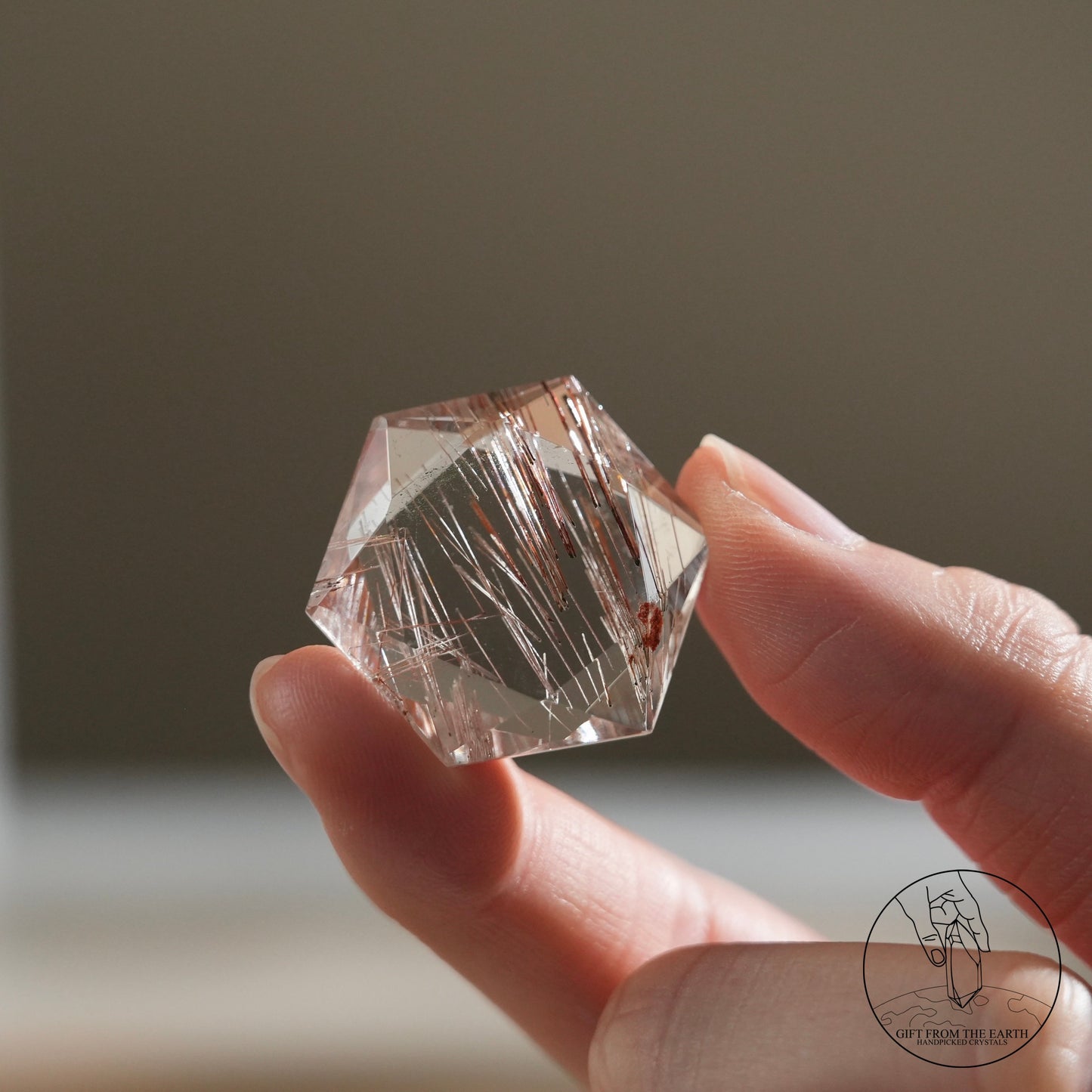 Red-silver rutilated quartz Star of David