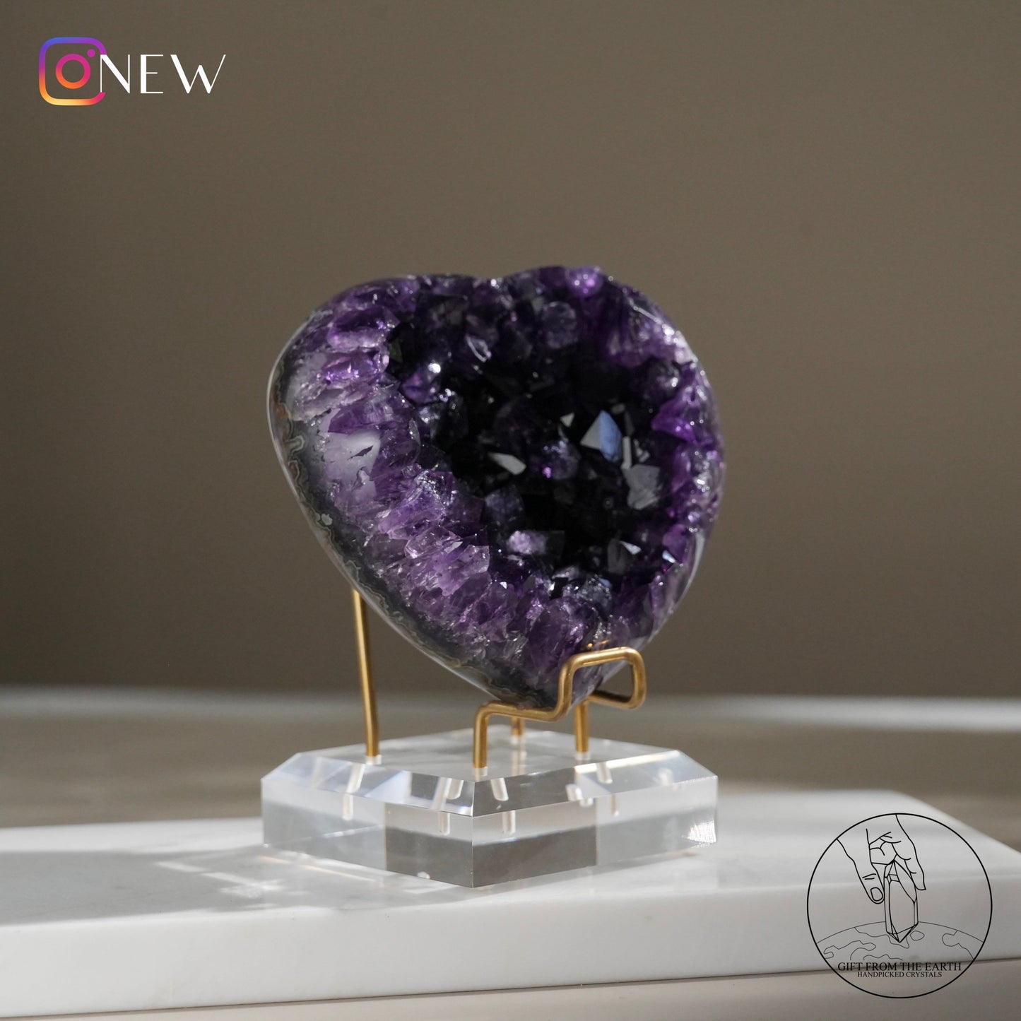 Heart-shaped amethyst cluster