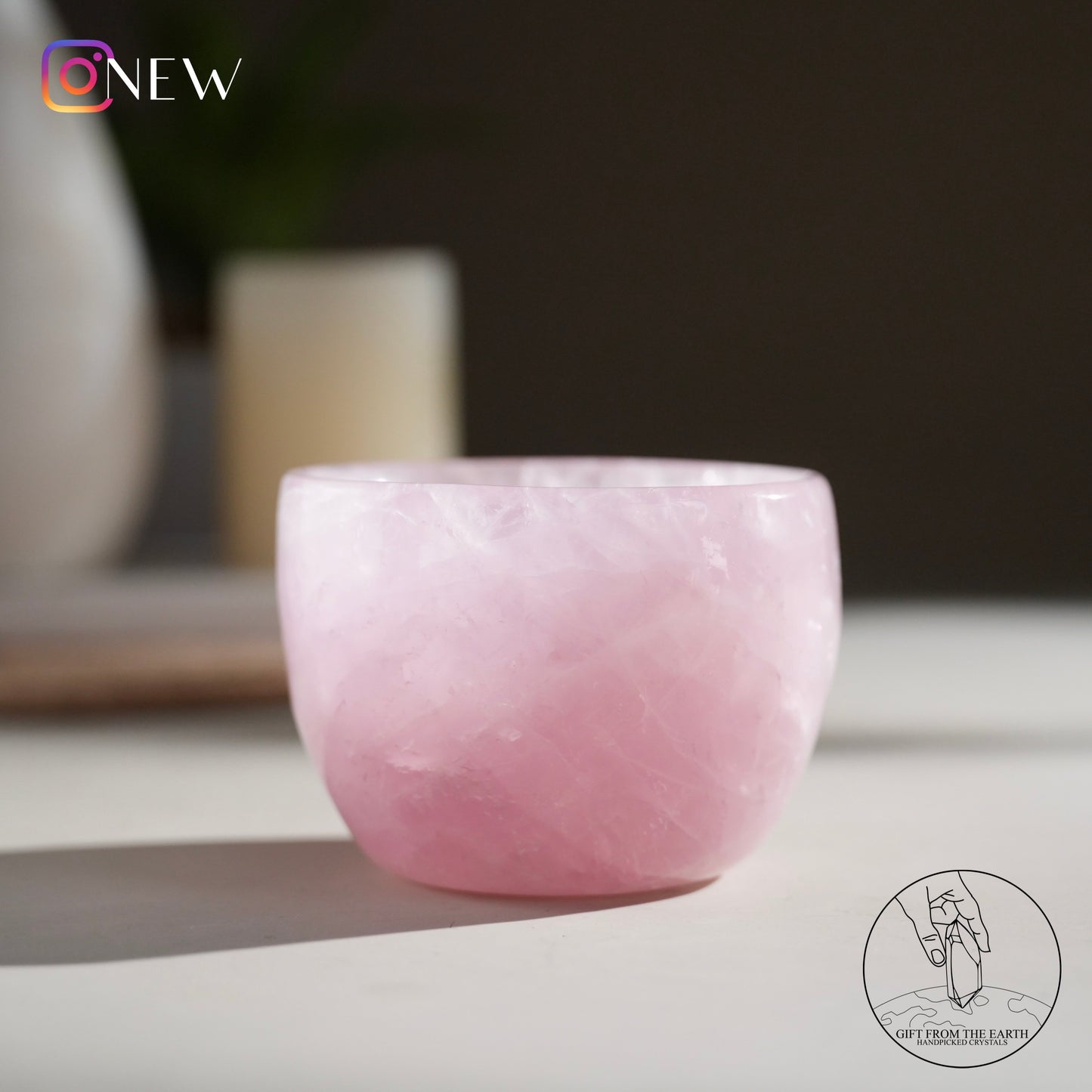 Mozambique rose quartz bowl