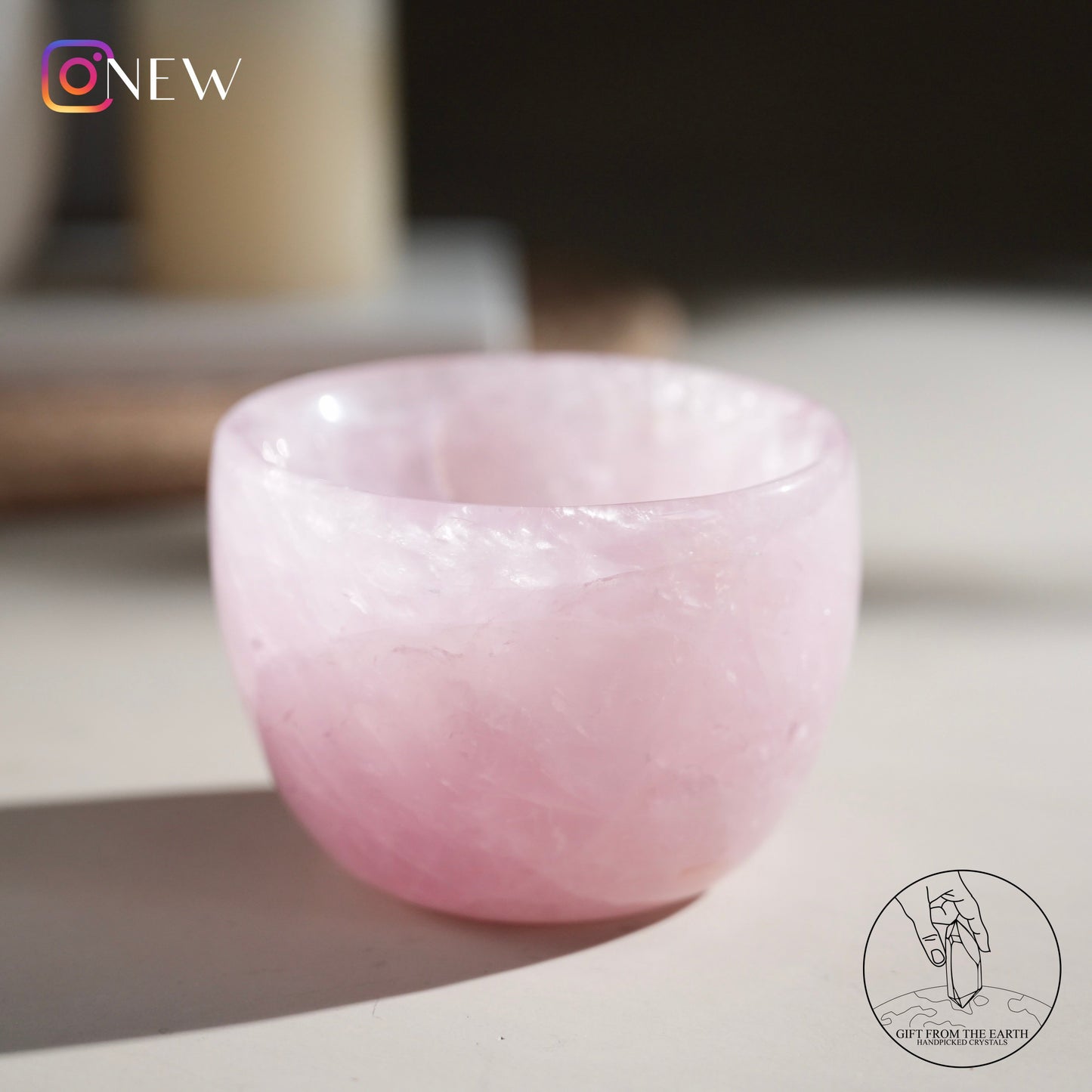 Mozambique rose quartz bowl