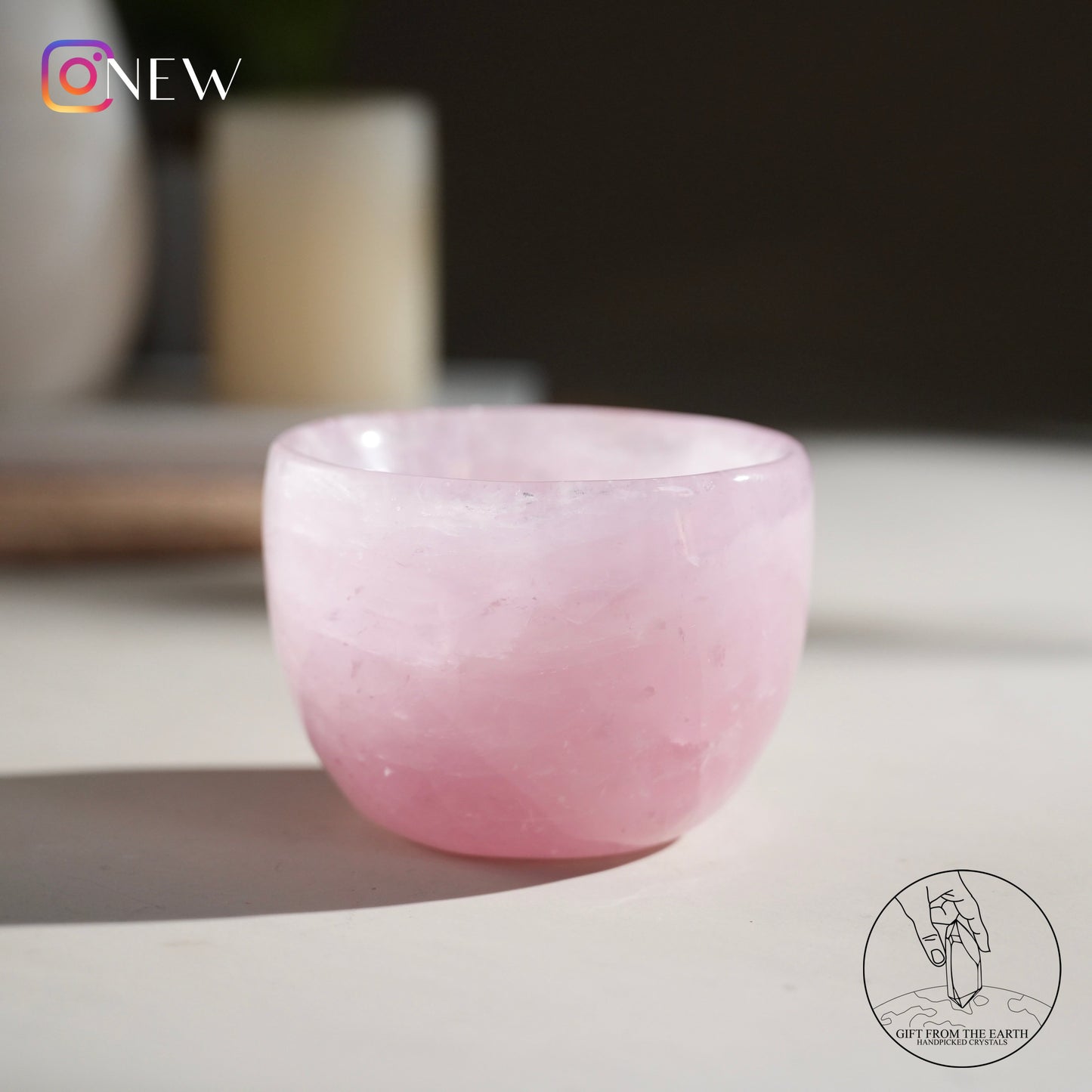 Mozambique rose quartz bowl