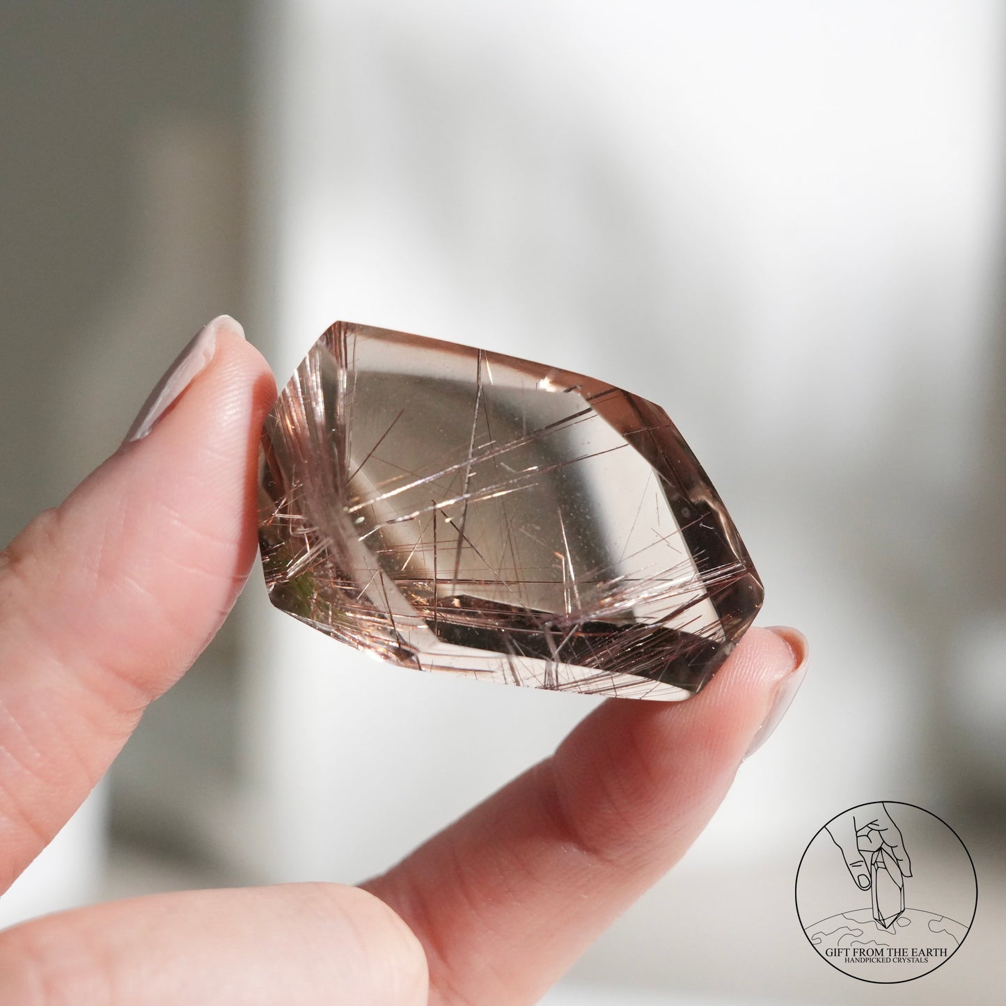 Silver rutilated quartz freeform