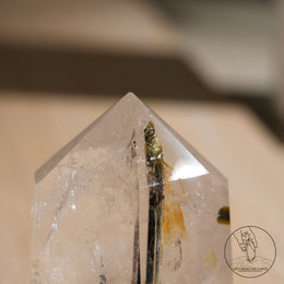 綠碧璽白水晶柱黃金療癒者共生