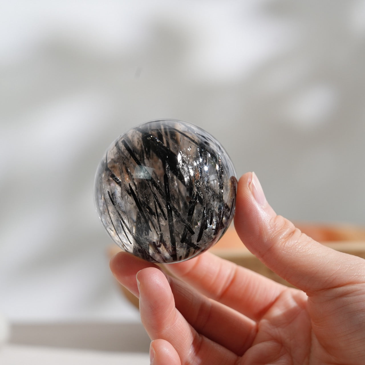 黑碧璽白水晶球