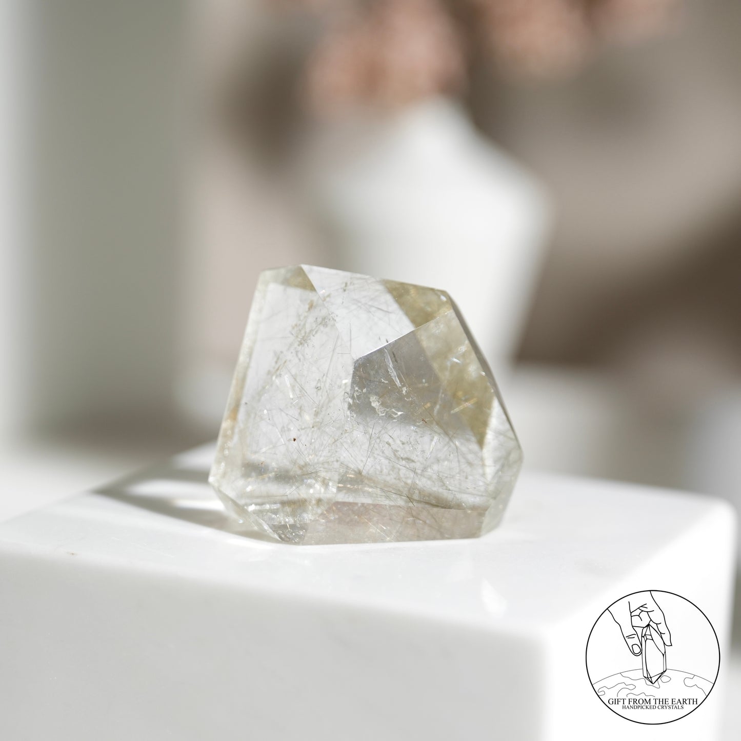 Green rutilated quartz sphere