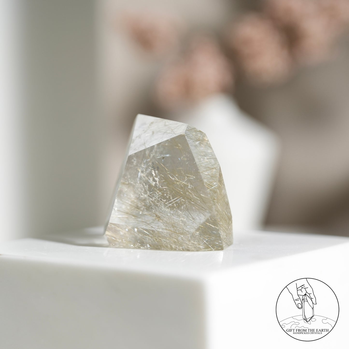 Green rutilated quartz sphere