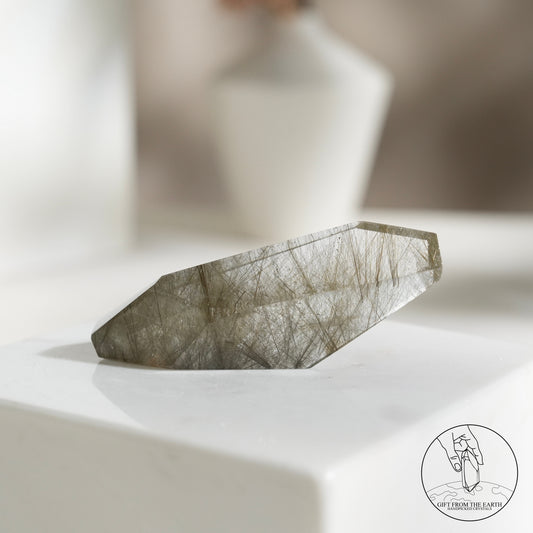 Green rutilated quartz sphere