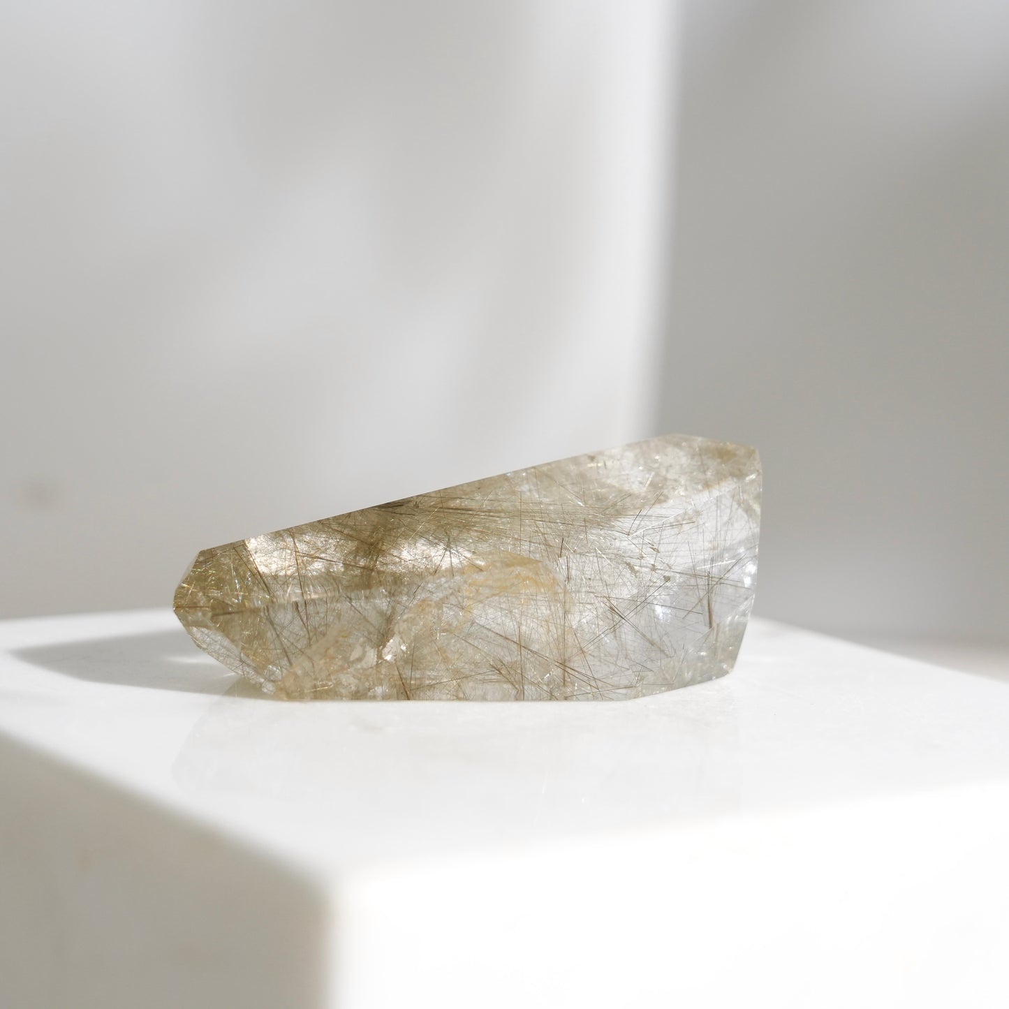 Green rutilated quartz sphere