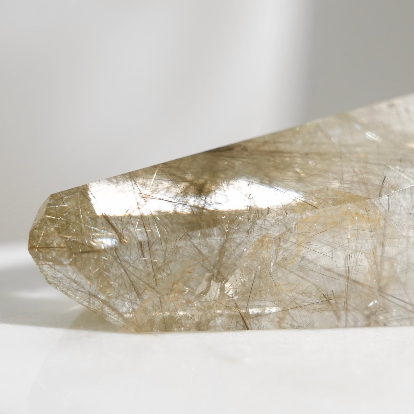 Green rutilated quartz sphere