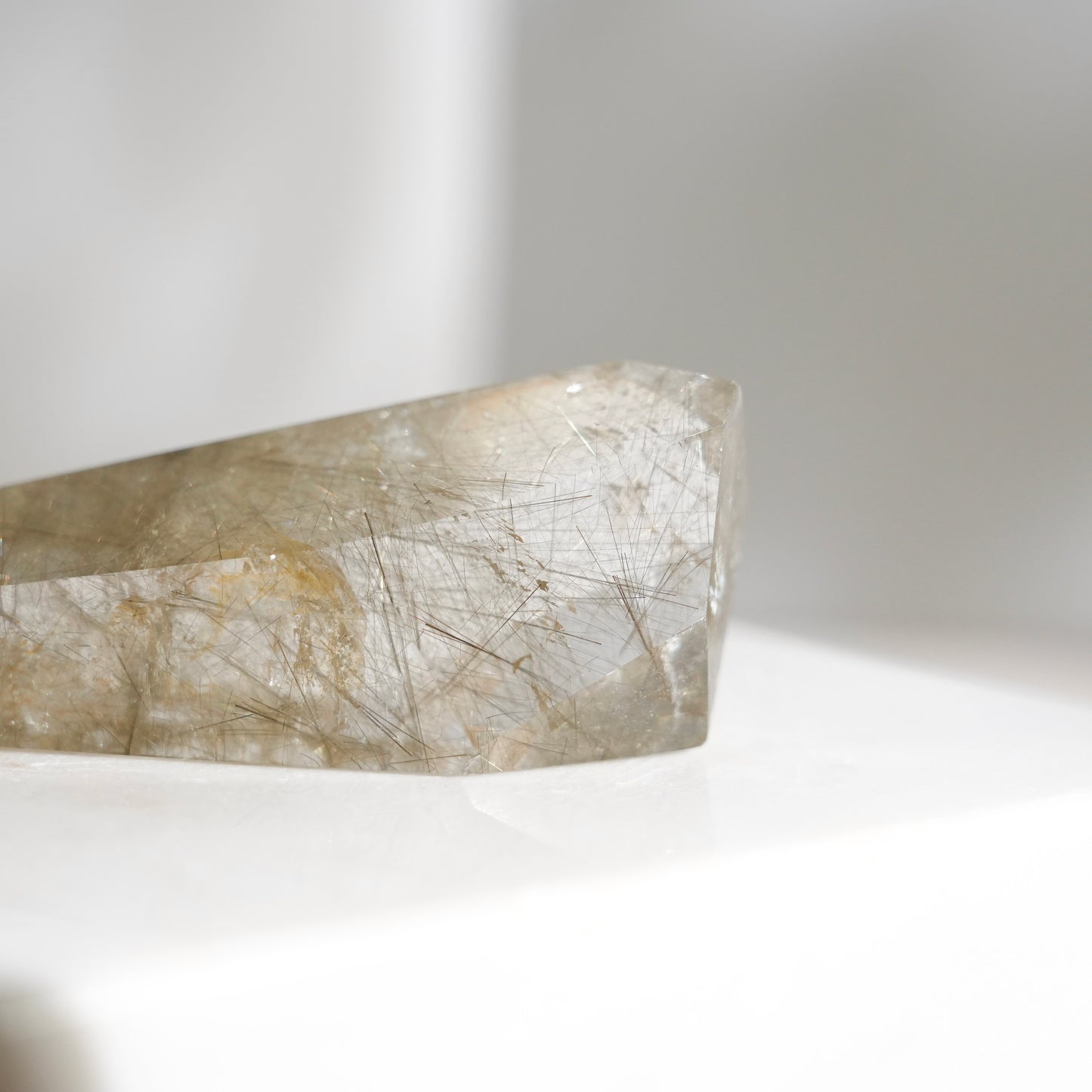 Green rutilated quartz sphere